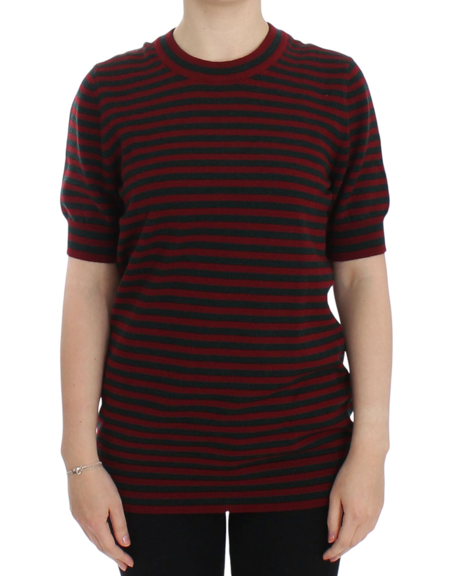 Dolce & Gabbana Maglione Girocollo Elegante in Cashmere a Righe