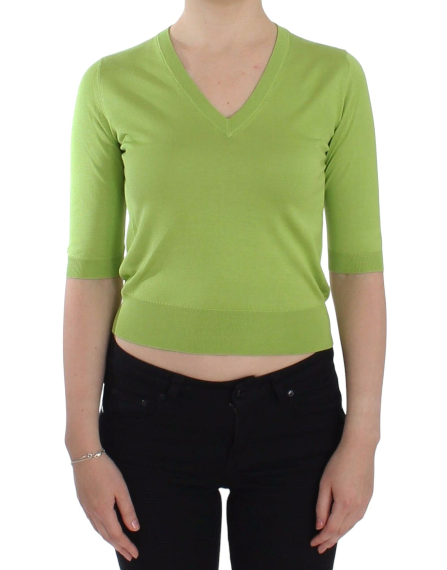 Dolce & Gabbana Pullover con scollo a V in lana verde smeraldo