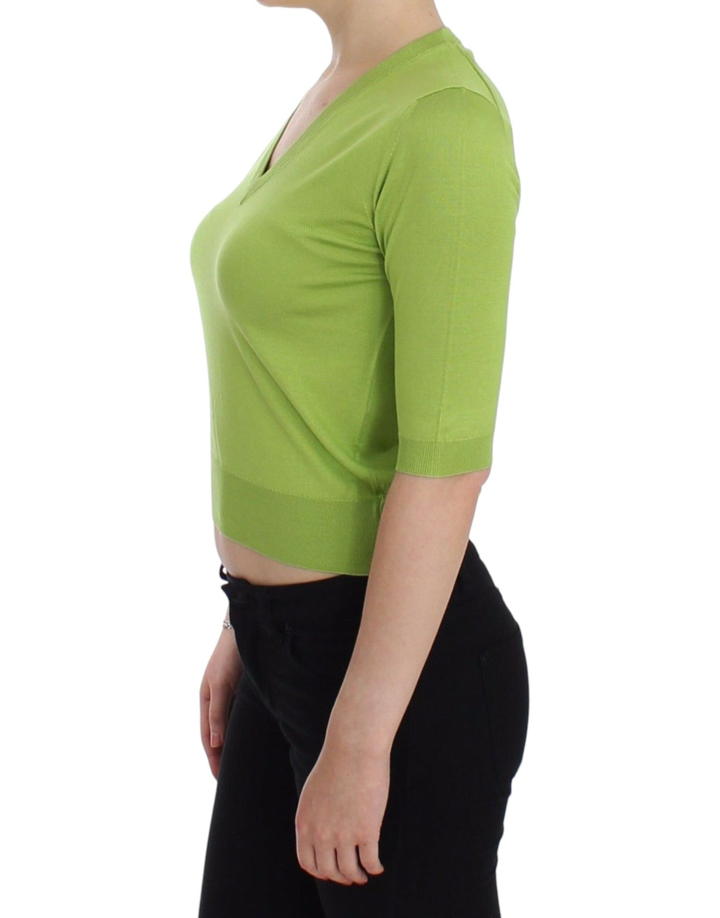 Dolce & Gabbana Pullover con scollo a V in lana verde smeraldo