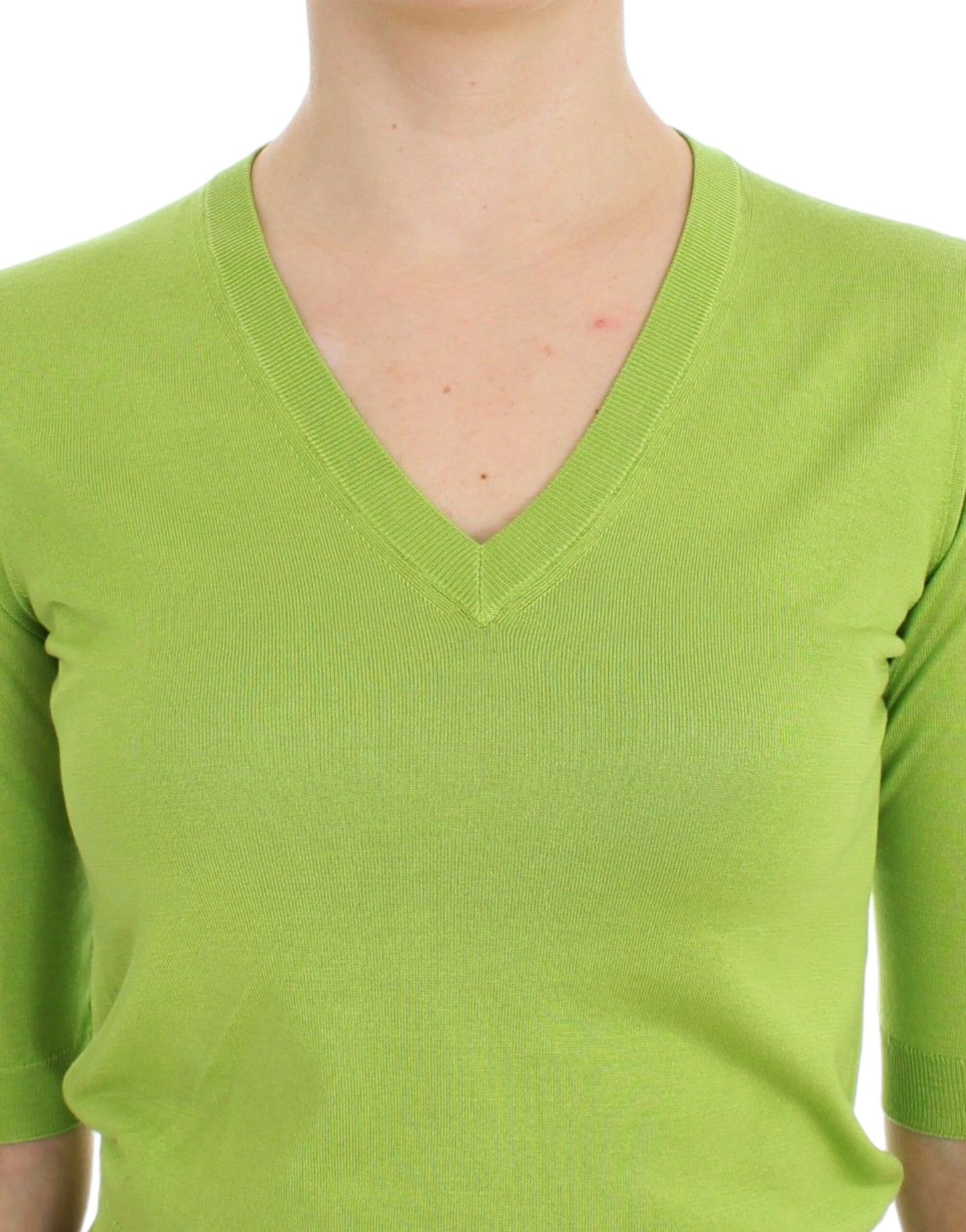 Dolce & Gabbana Pullover con scollo a V in lana verde smeraldo
