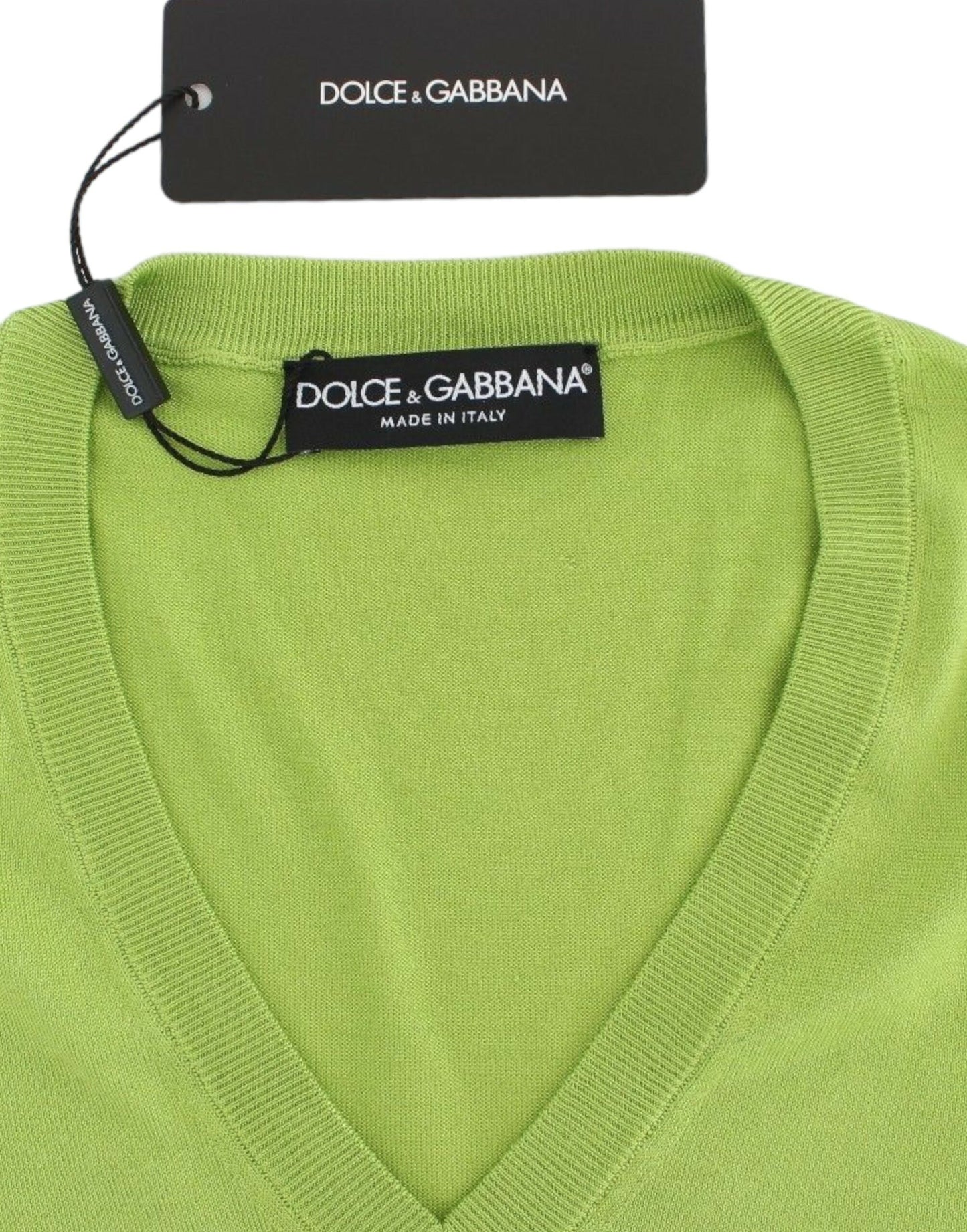 Dolce & Gabbana Pullover con scollo a V in lana verde smeraldo