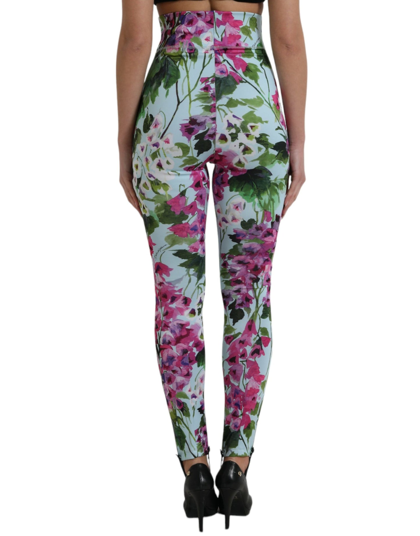 Pantaloni leggings eleganti a vita alta floreali Dolce & Gabbana