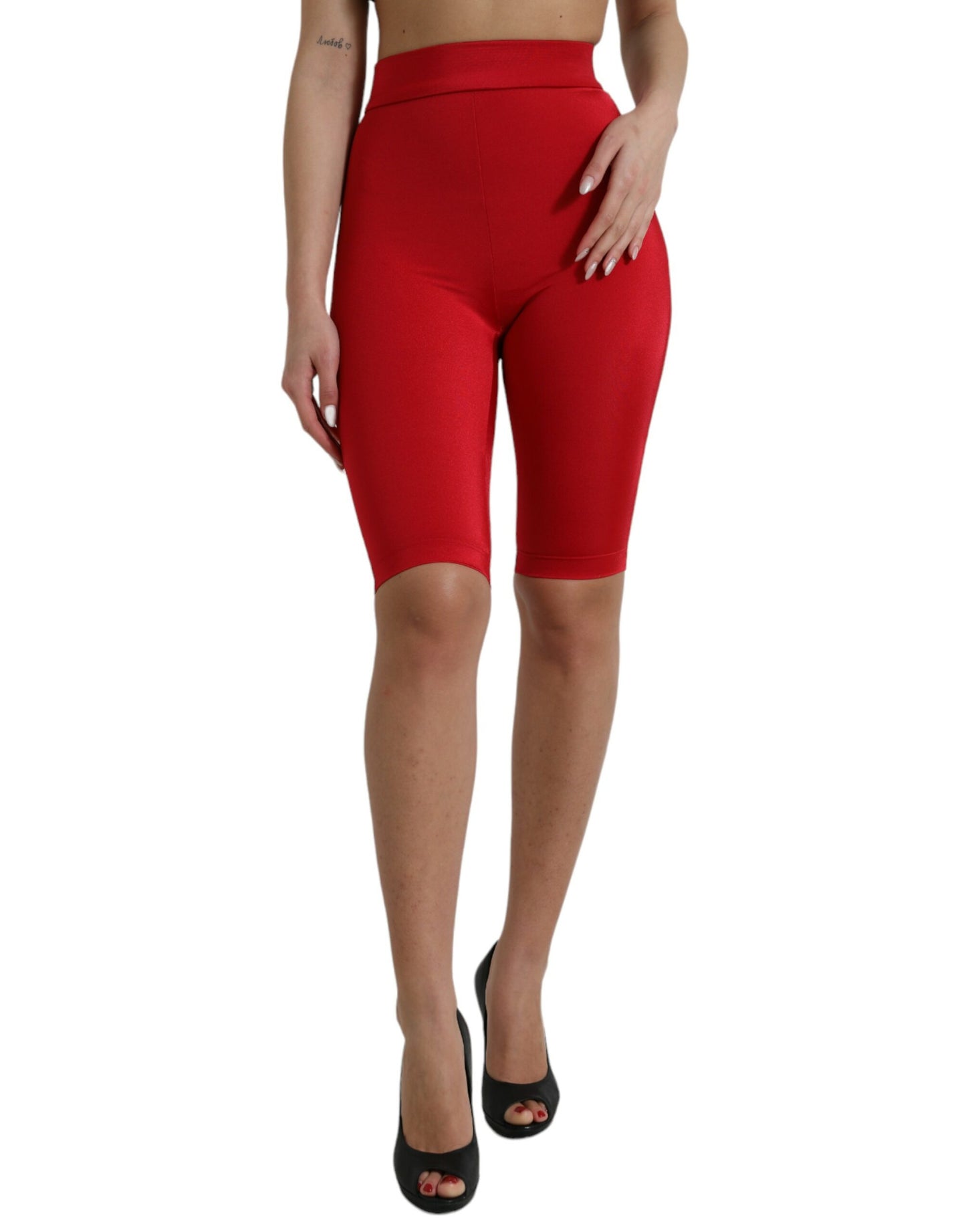 Pantaloni leggings a vita alta rossi chic Dolce & Gabbana