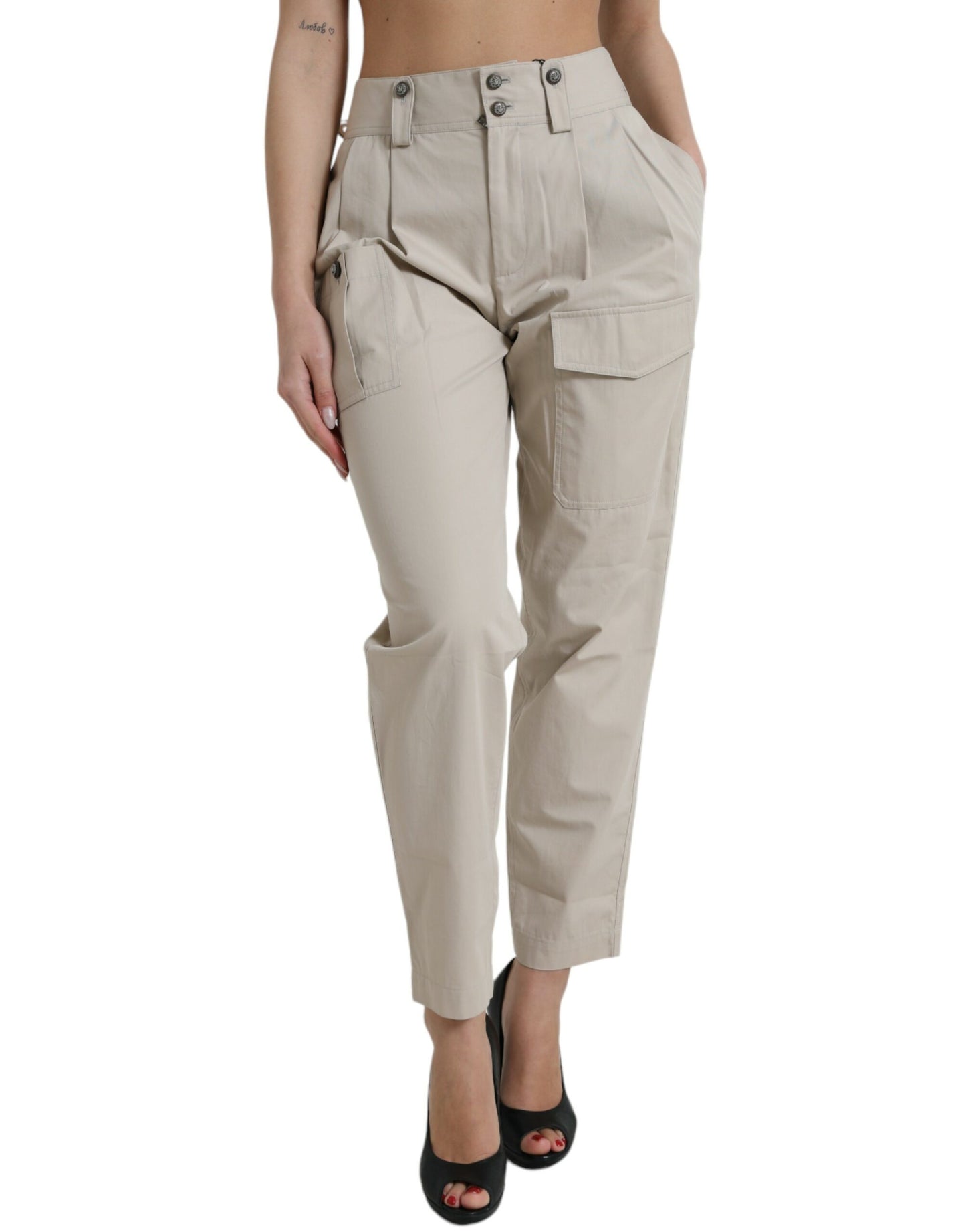 Pantaloni moda affusolati a vita alta Dolce & Gabbana - Beige