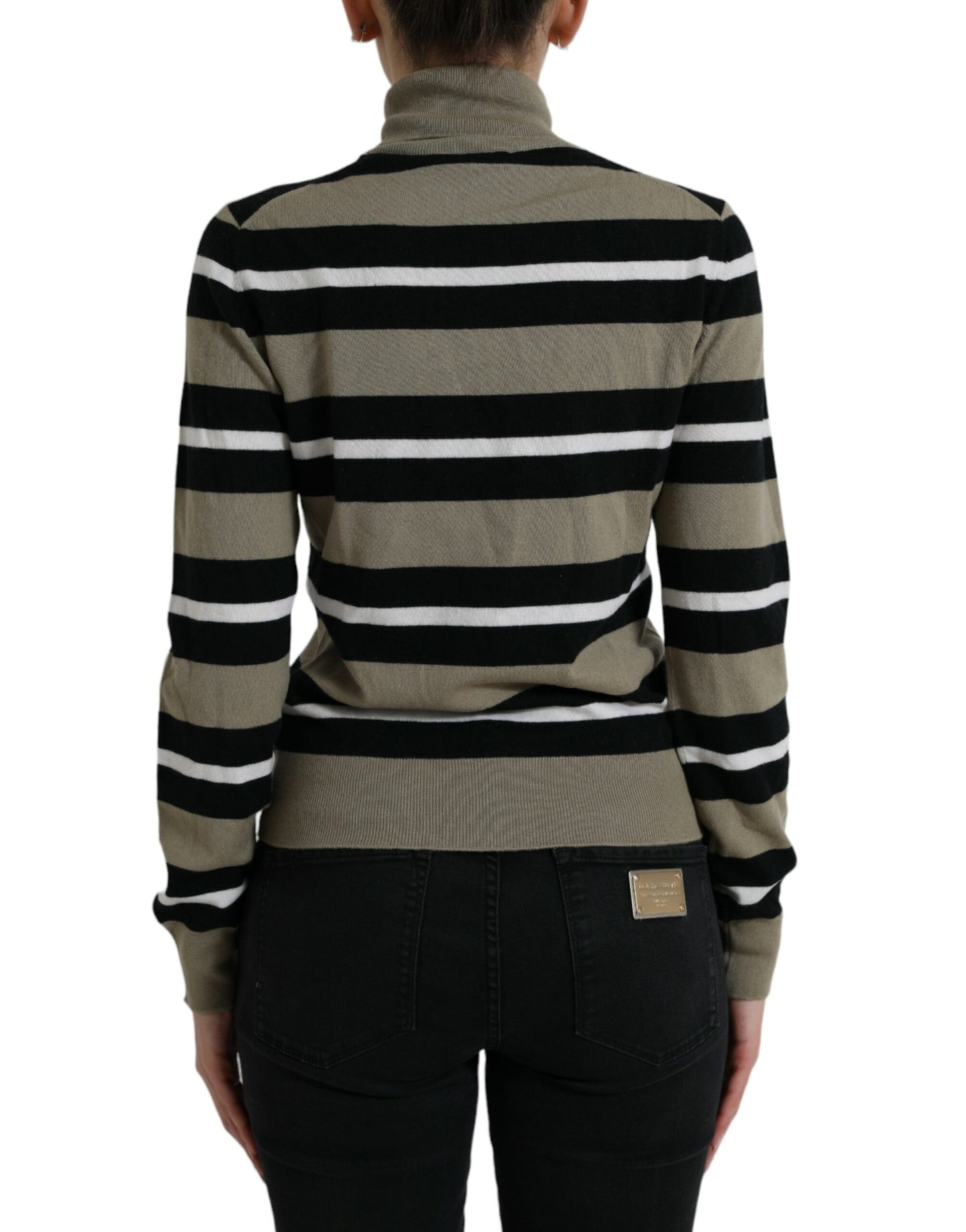 Dolce & Gabbana Maglione Elegante a Collo Alto in Lana a Righe