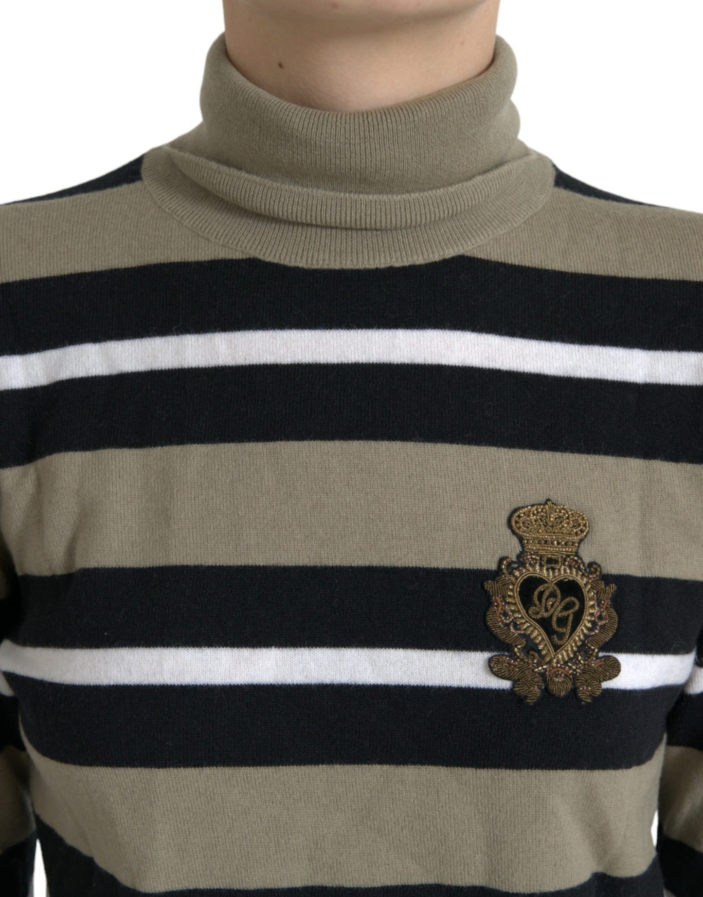 Dolce & Gabbana Maglione Elegante a Collo Alto in Lana a Righe