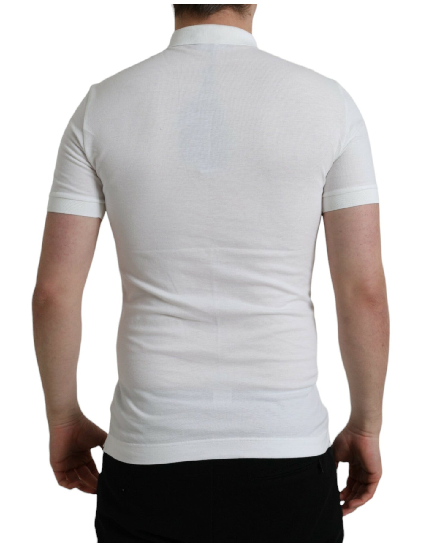 Polo Dolce & Gabbana in cotone bianco con ricamo corona