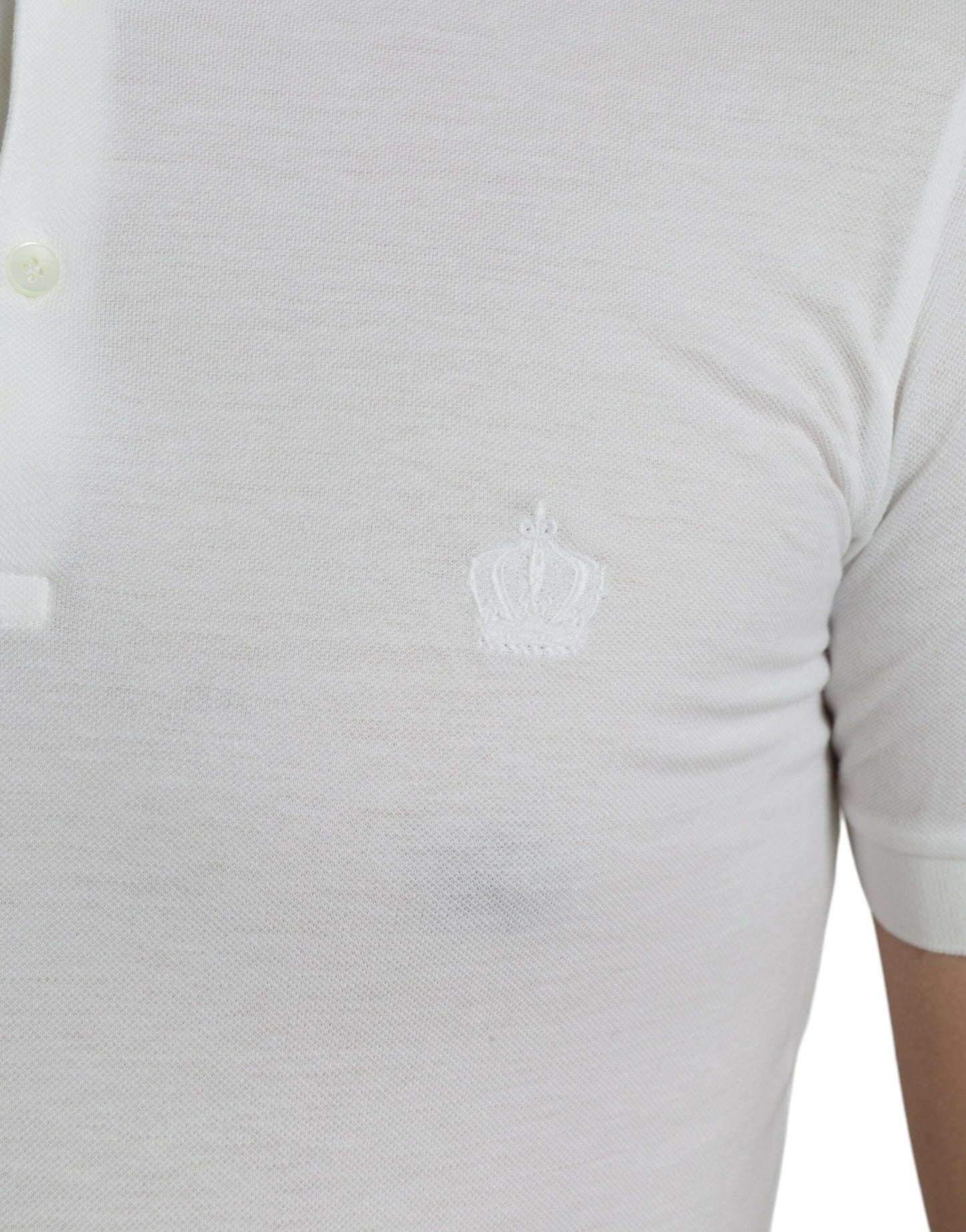 Polo Dolce & Gabbana in cotone bianco con ricamo corona