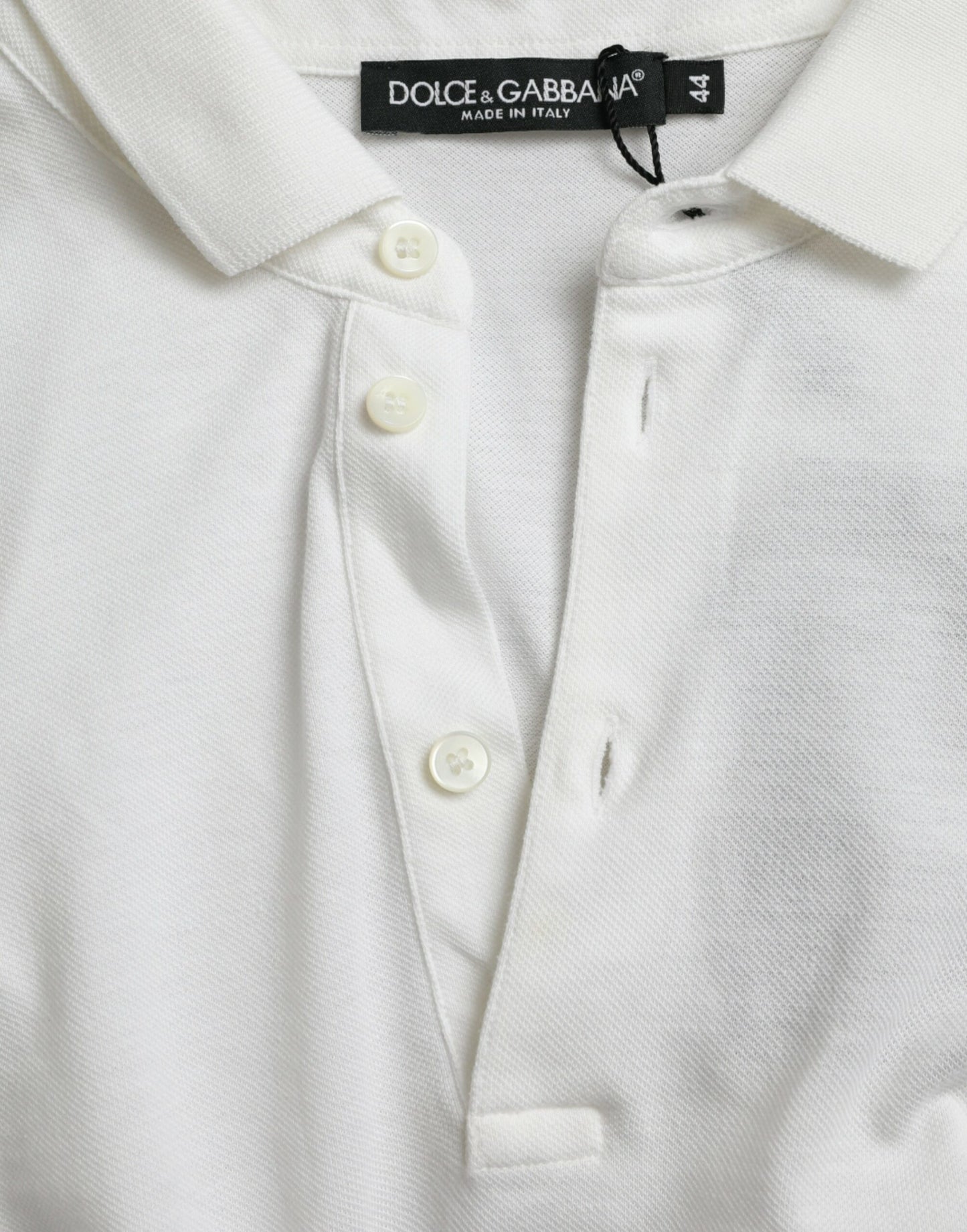 Polo Dolce & Gabbana in cotone bianco con ricamo corona