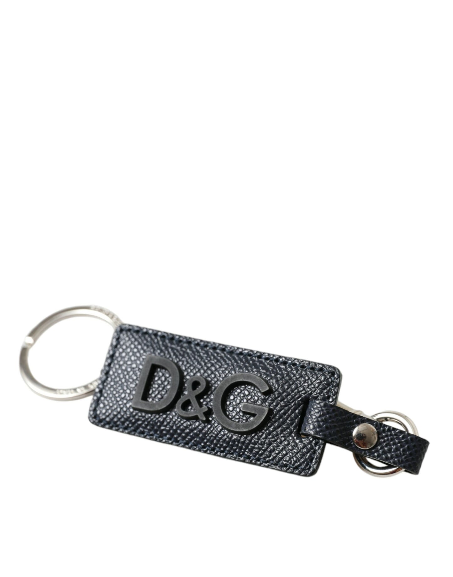 Dolce & Gabbana Элегантный кожаный брелок черного и серебристого цвета