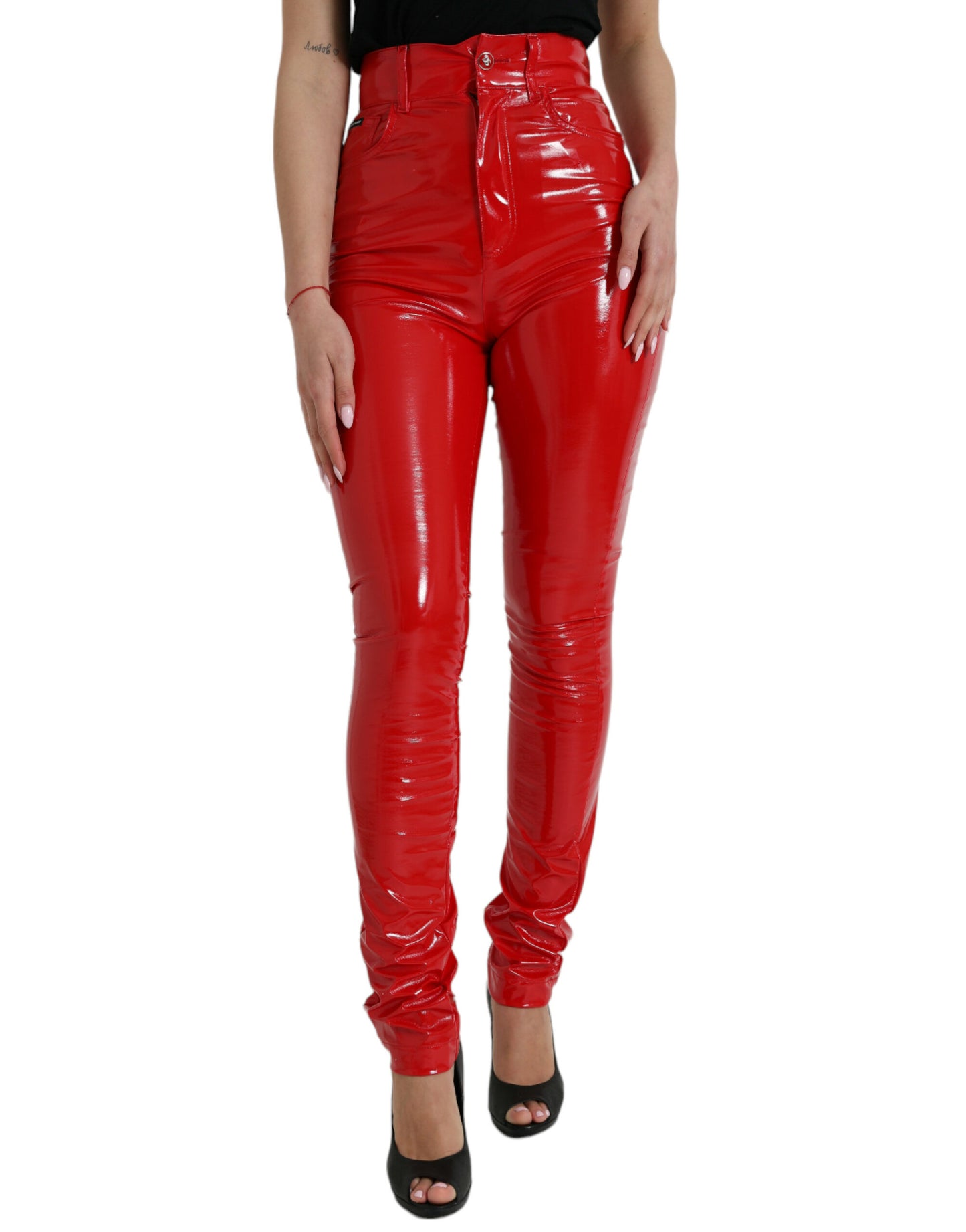 Pantaloni skinny a vita alta rossi chic Dolce & Gabbana