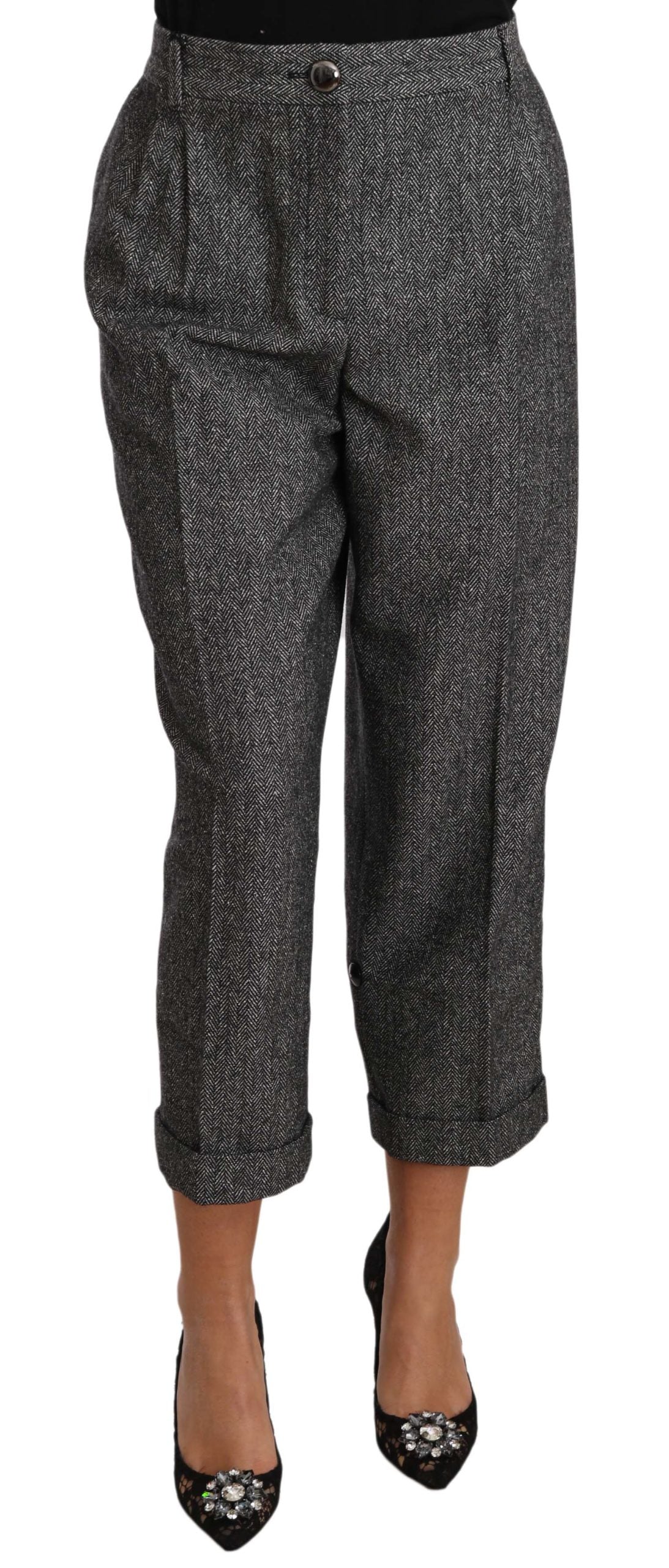 Pantaloni eleganti in misto lana grigio Dolce & Gabbana