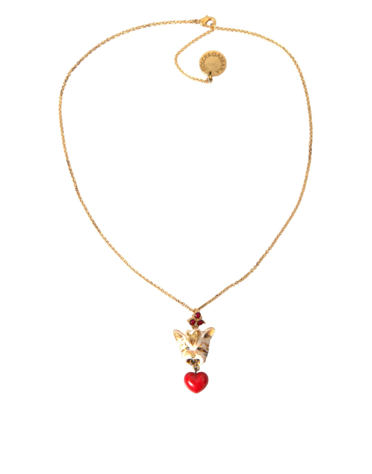 Dolce & Gabbana Collana con ciondolo a forma di cuore con catena in ottone dorato
