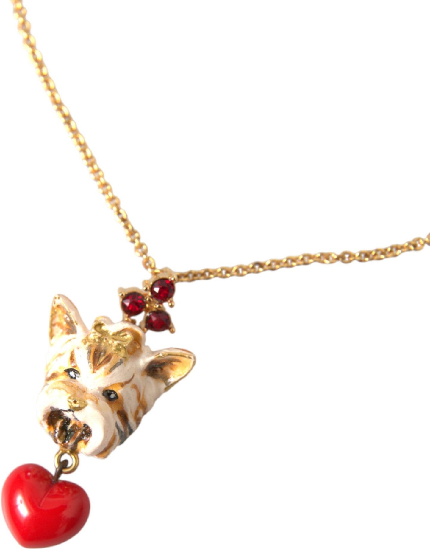 Dolce & Gabbana Collana con ciondolo a forma di cuore con catena in ottone dorato