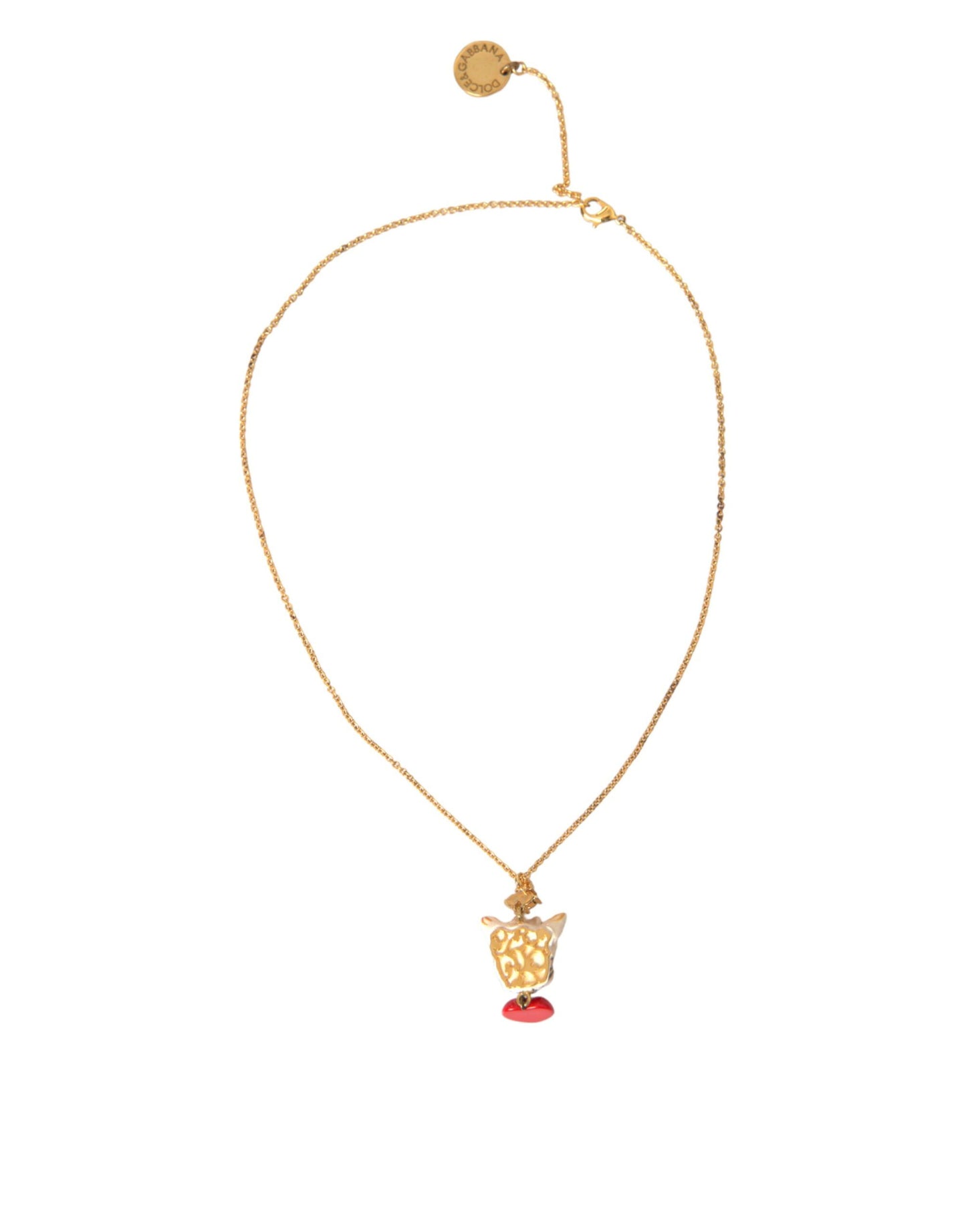 Dolce & Gabbana Collana con ciondolo a forma di cuore con catena in ottone dorato