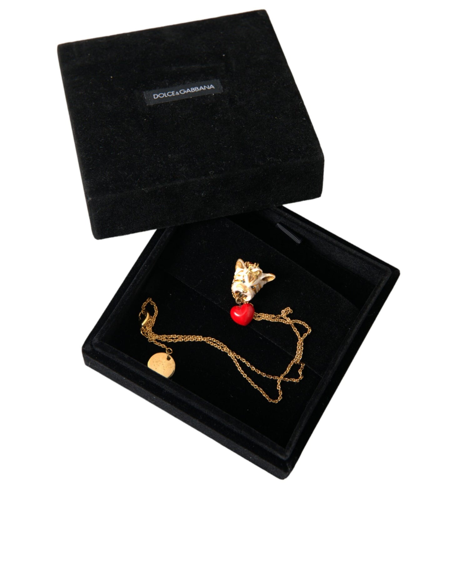 Dolce & Gabbana Collana con ciondolo a forma di cuore con catena in ottone dorato
