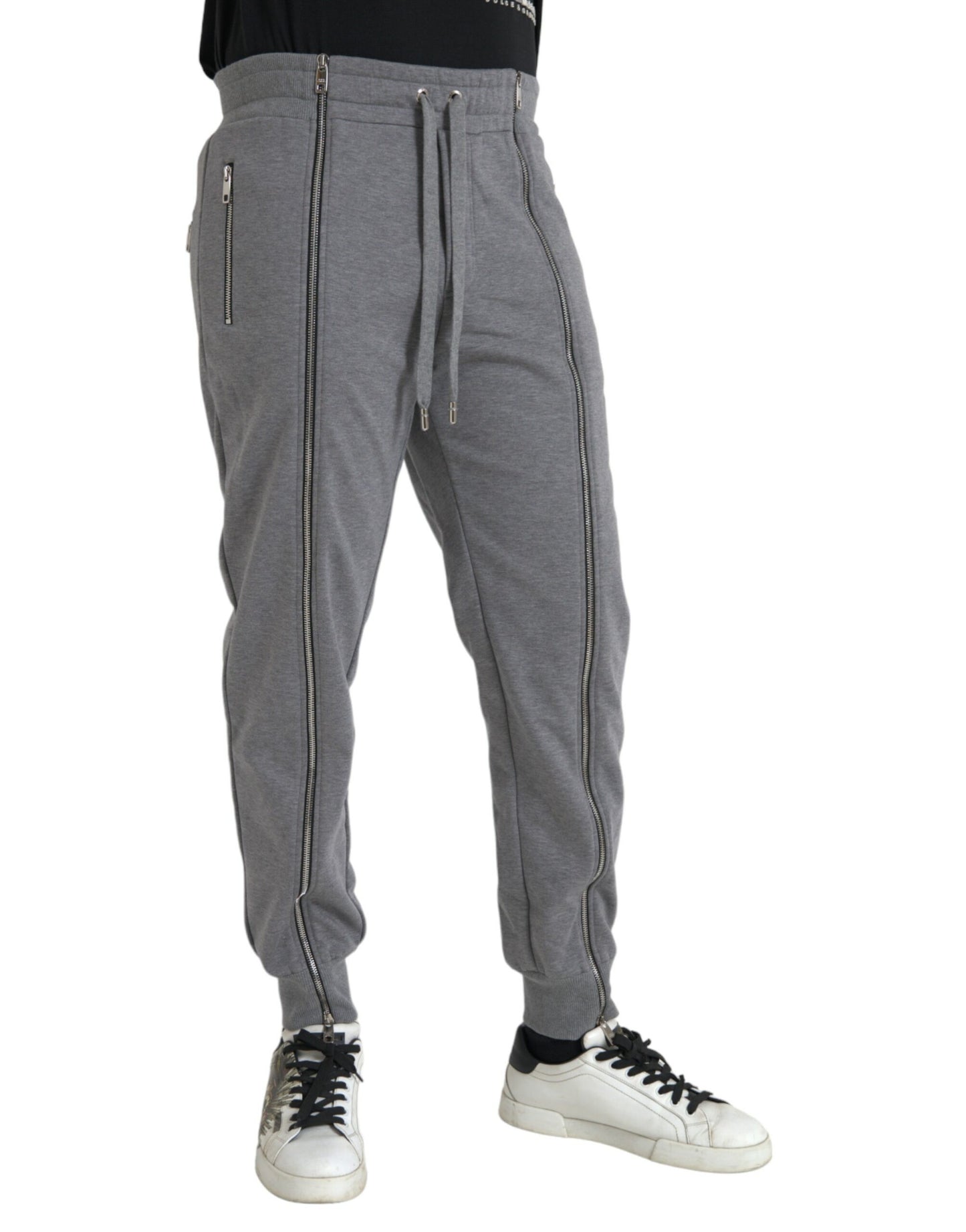 Серые хлопковые спортивные брюки Dolce & Gabbana Jogger скинни