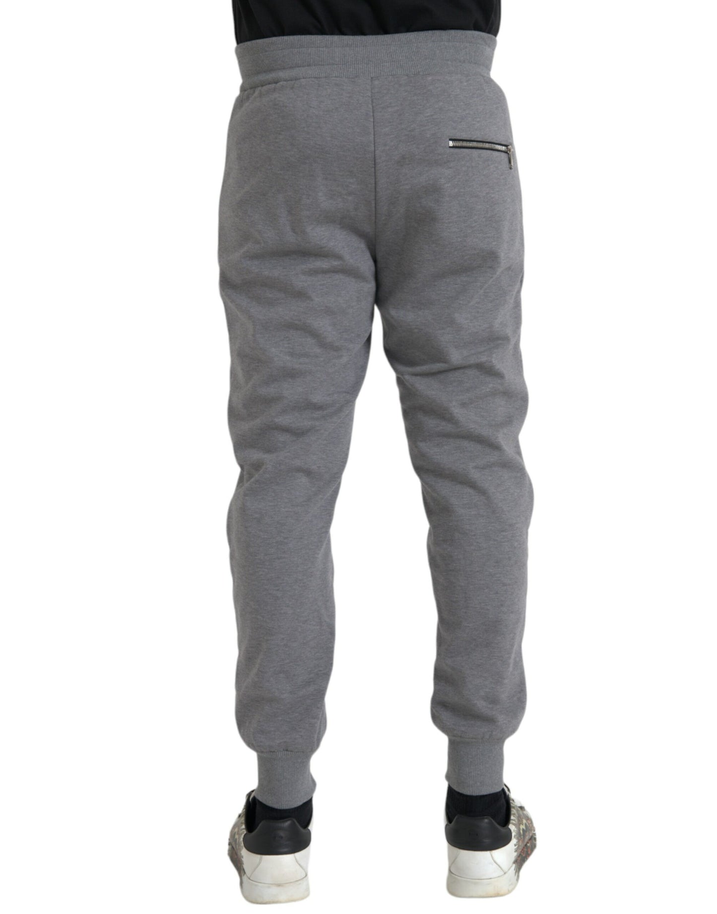 Серые хлопковые спортивные брюки Dolce & Gabbana Jogger скинни
