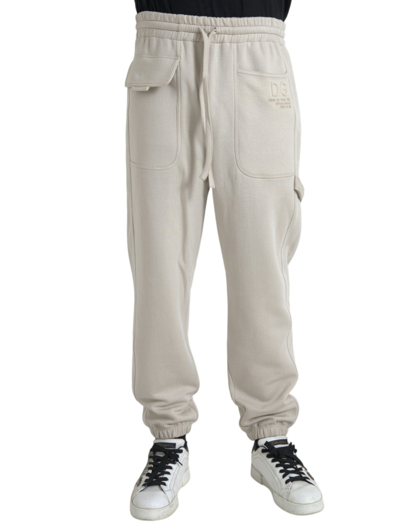 Pantaloni della tuta cargo jogger in viscosa bianco sporco Dolce & Gabbana