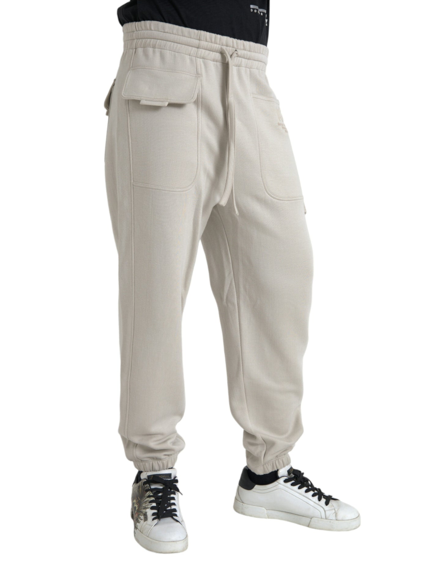Pantaloni della tuta cargo jogger in viscosa bianco sporco Dolce & Gabbana