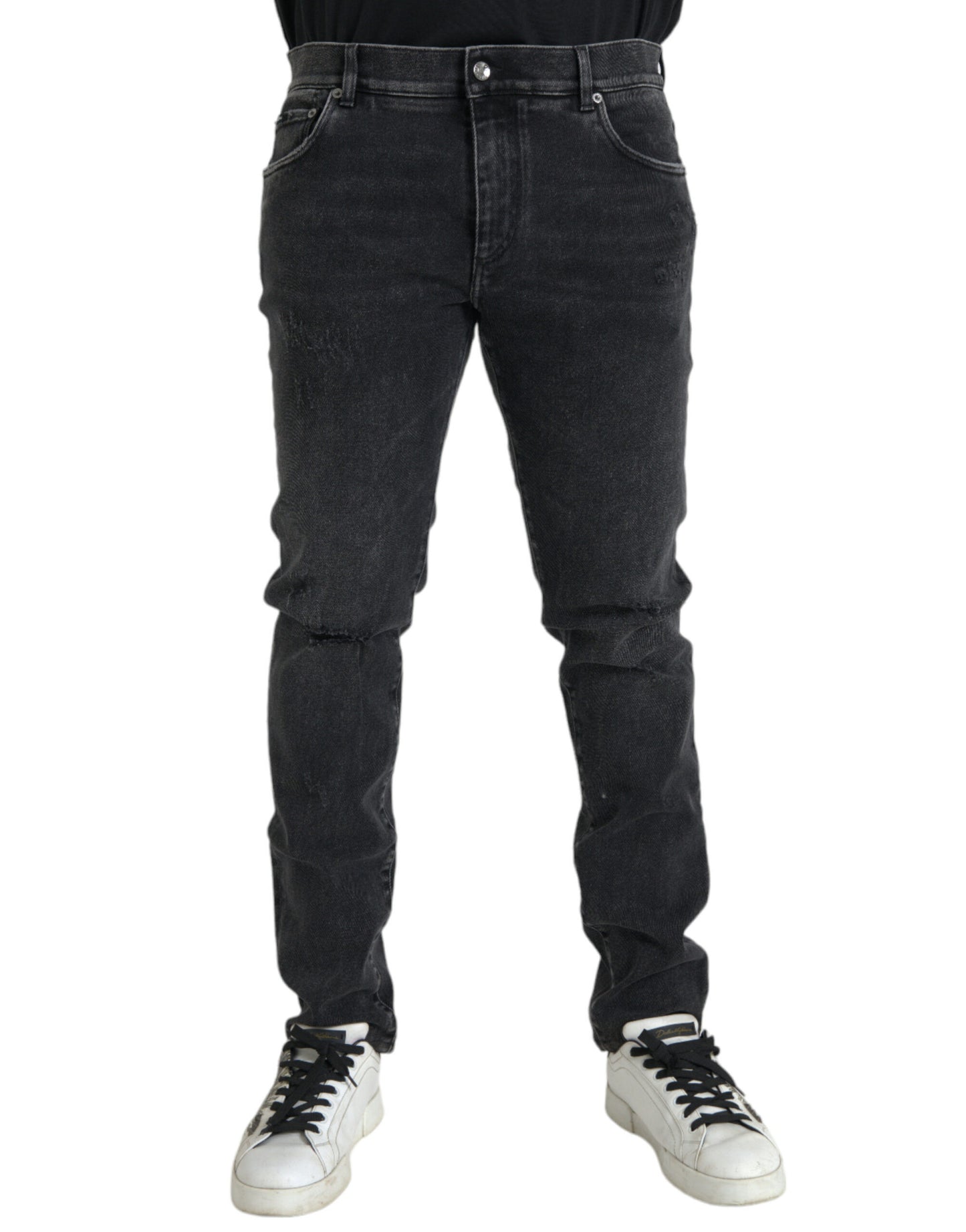 Jeans Dolce & Gabbana in denim skinny elasticizzato in cotone grigio