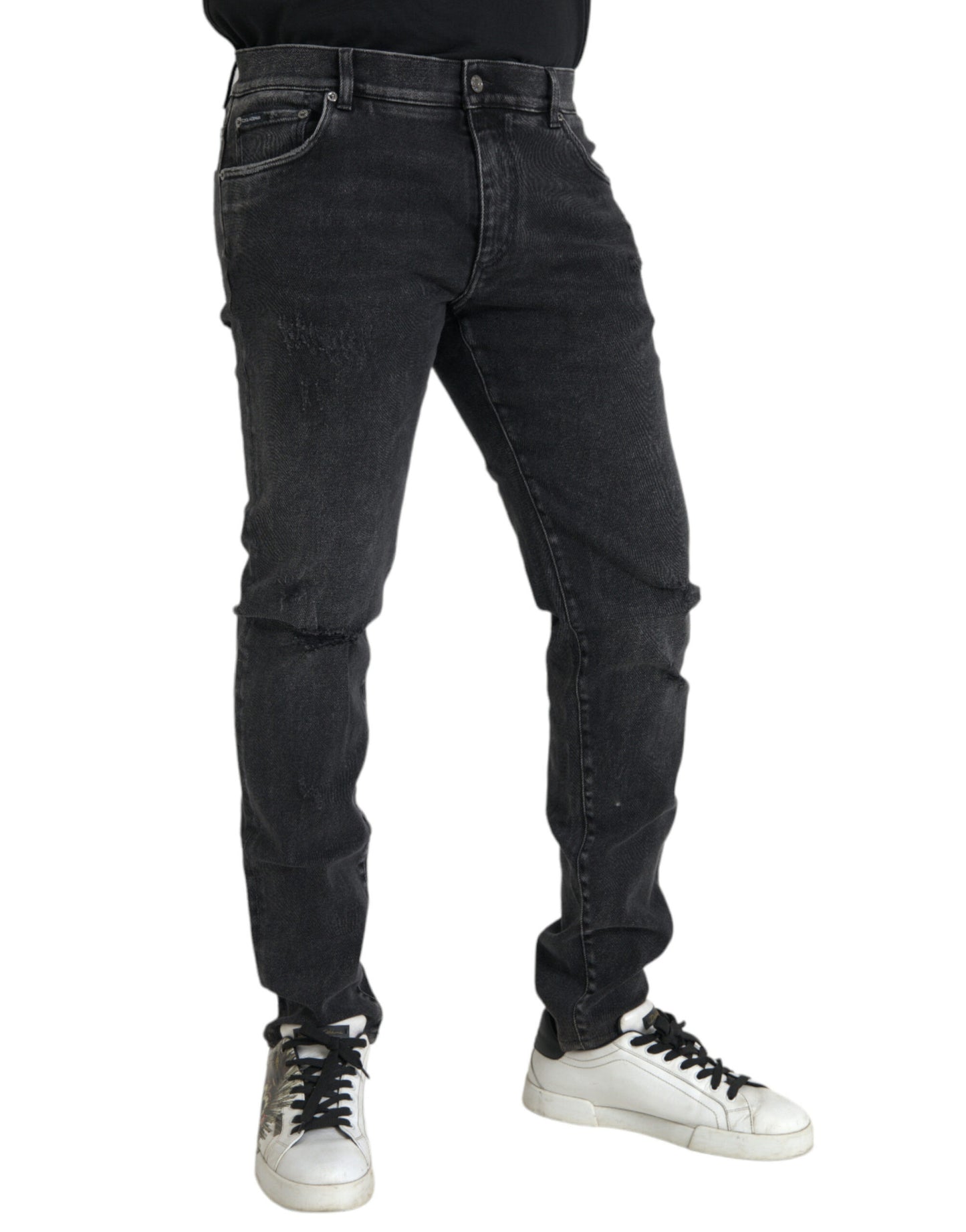 Jeans Dolce & Gabbana in denim skinny elasticizzato in cotone grigio