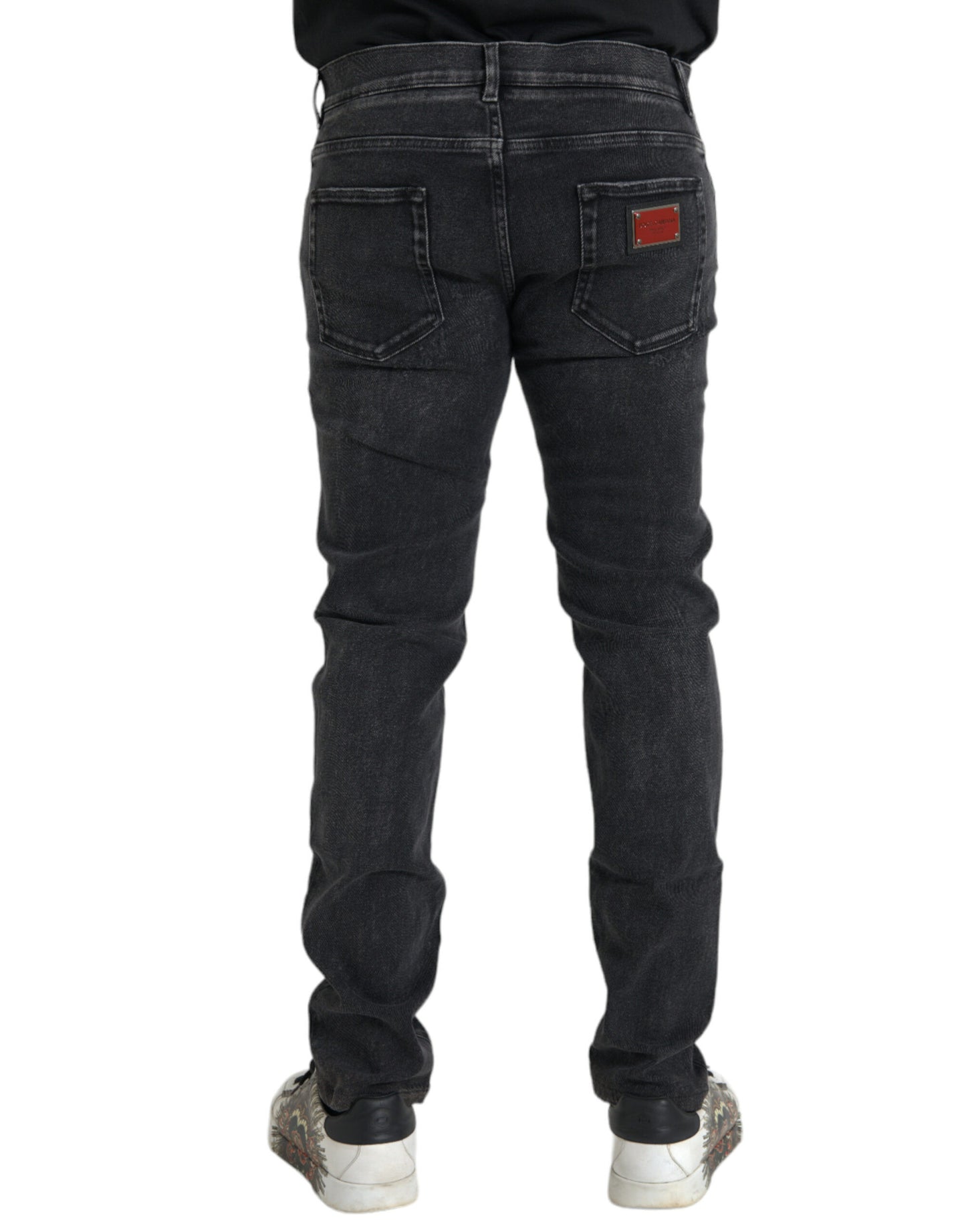 Jeans Dolce & Gabbana in denim skinny elasticizzato in cotone grigio