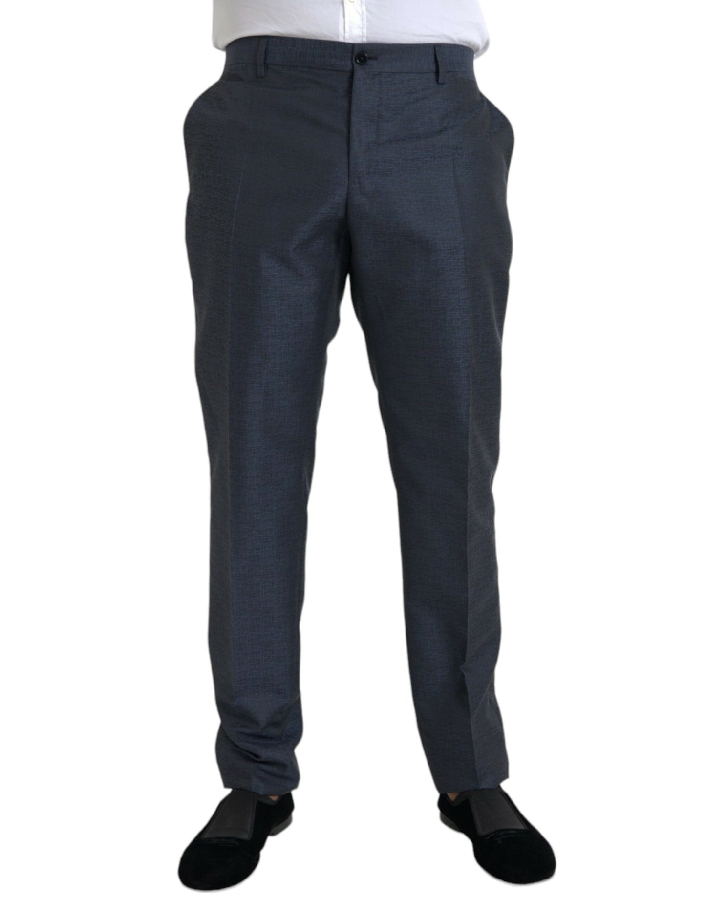 Pantaloni eleganti skinny da uomo in lana blu Dolce & Gabbana