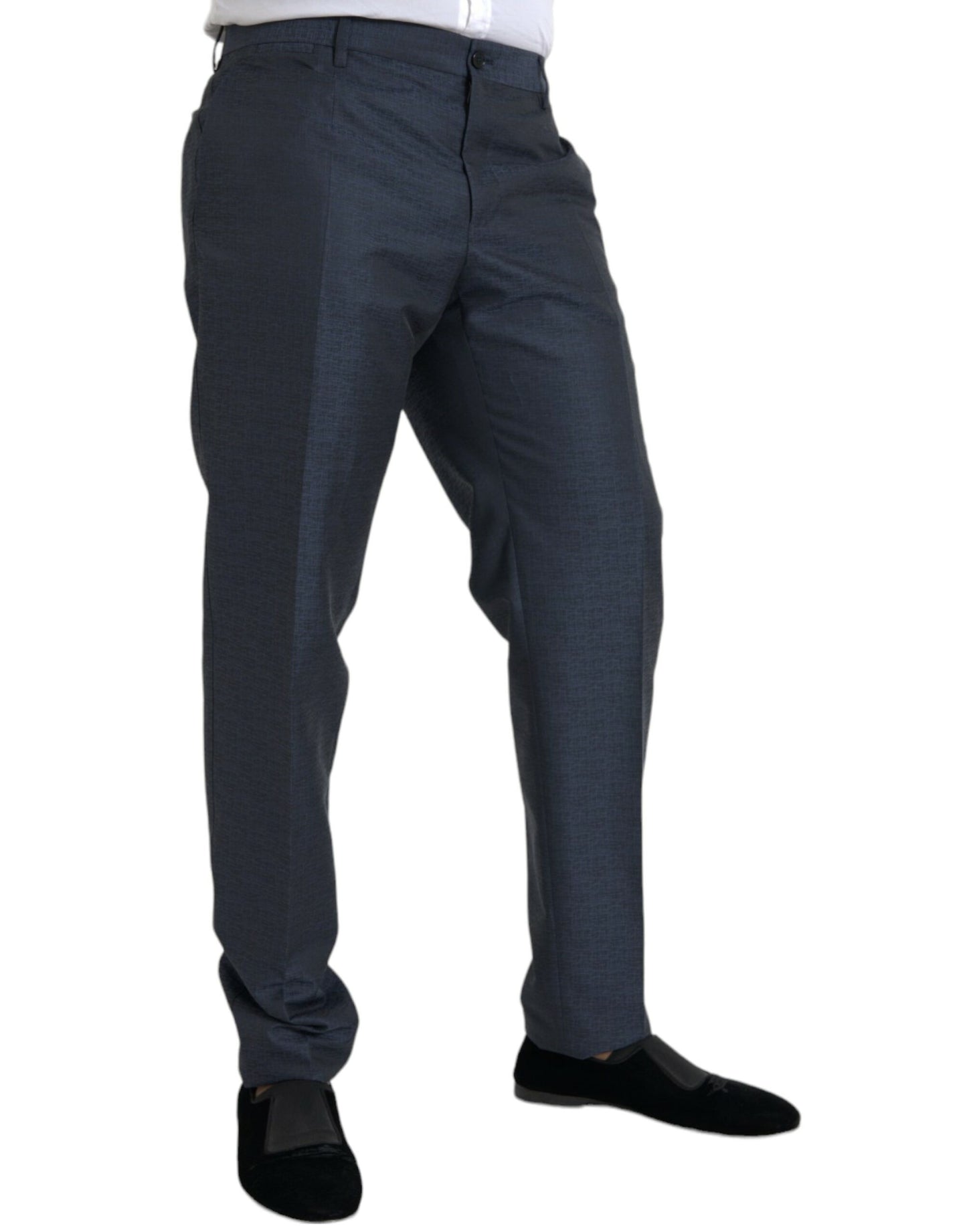 Pantaloni eleganti skinny da uomo in lana blu Dolce & Gabbana