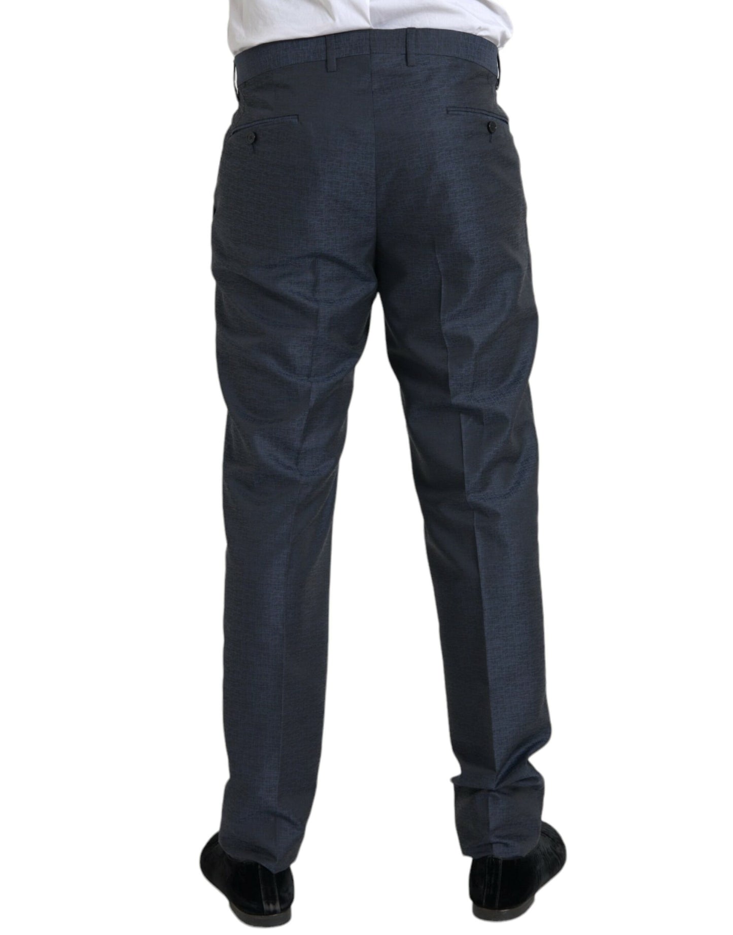 Pantaloni eleganti skinny da uomo in lana blu Dolce & Gabbana