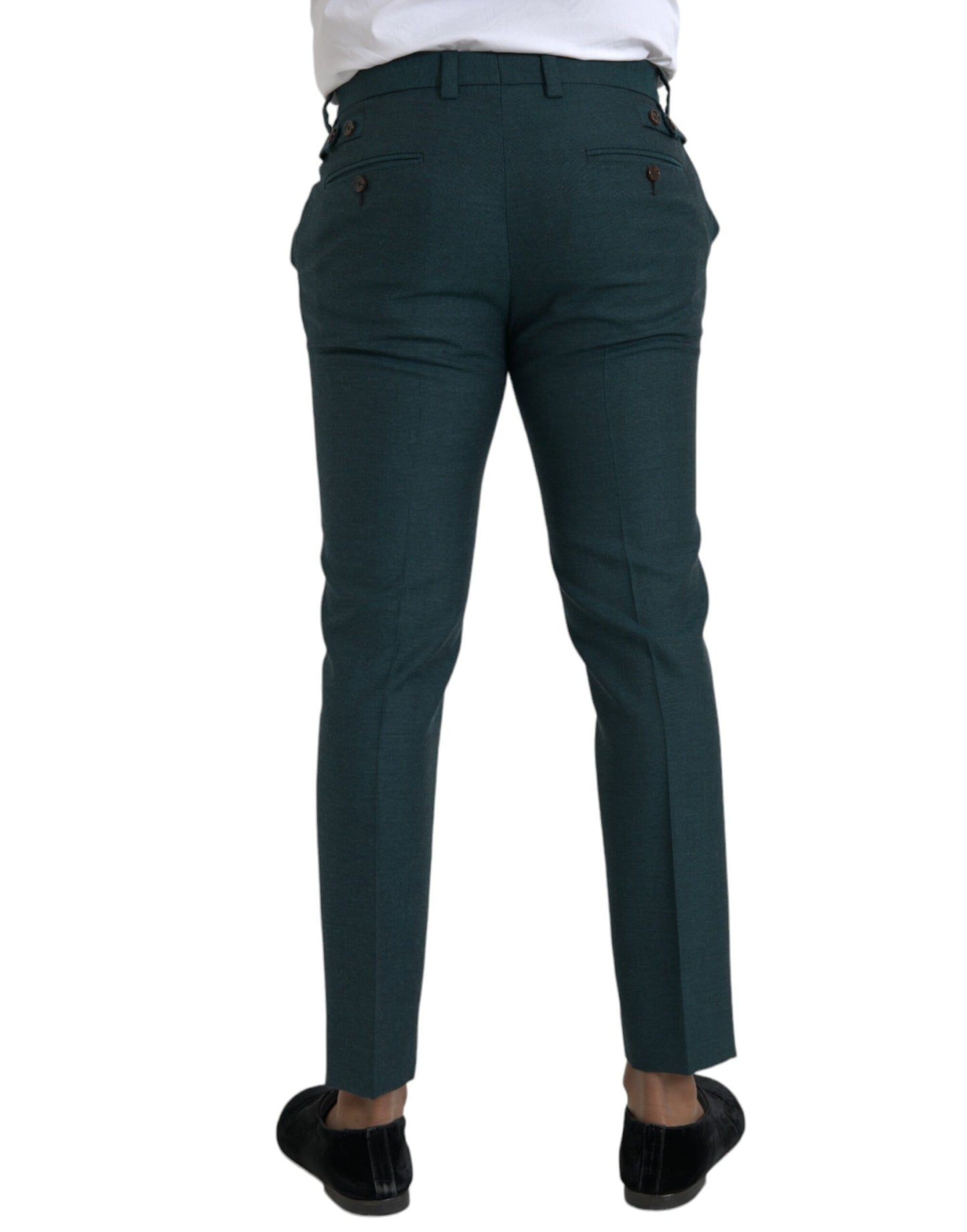 Pantaloni eleganti slim skinny in lana verde Dolce & Gabbana