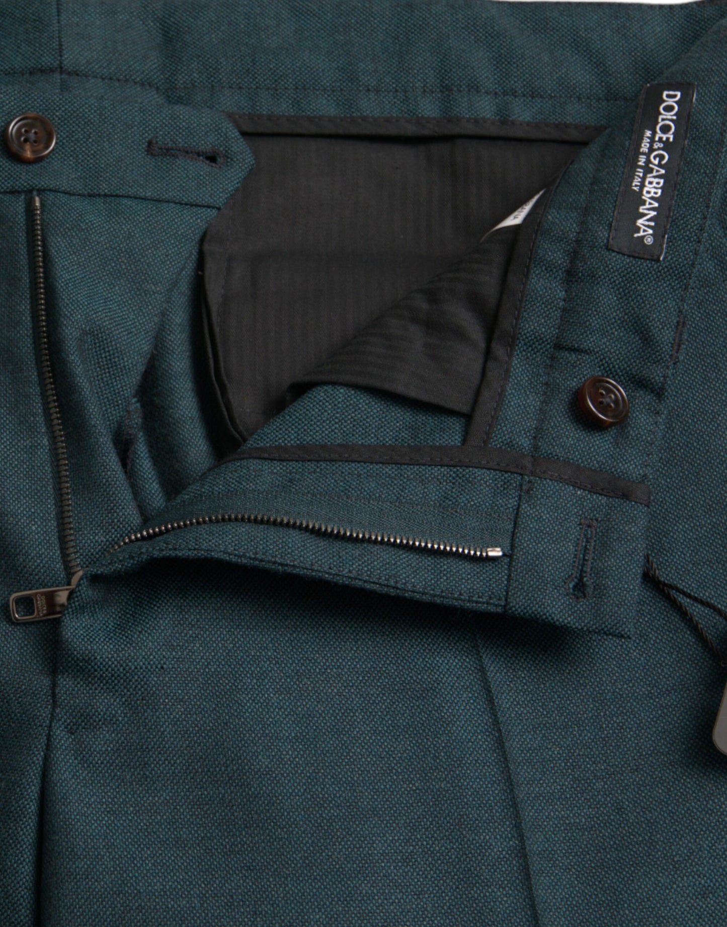 Pantaloni eleganti slim skinny in lana verde Dolce & Gabbana