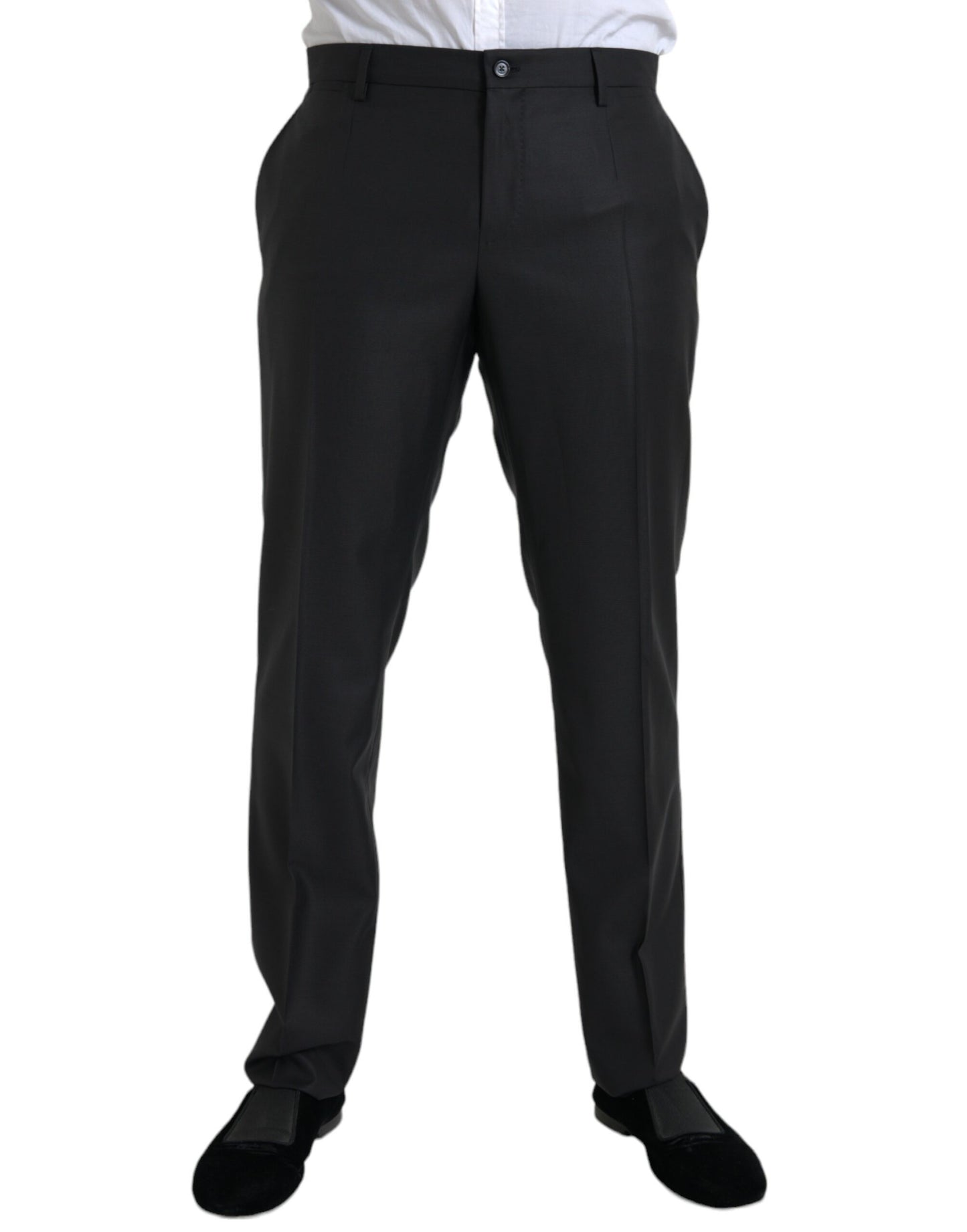 Pantaloni eleganti skinny in lana e seta nera Dolce & Gabbana