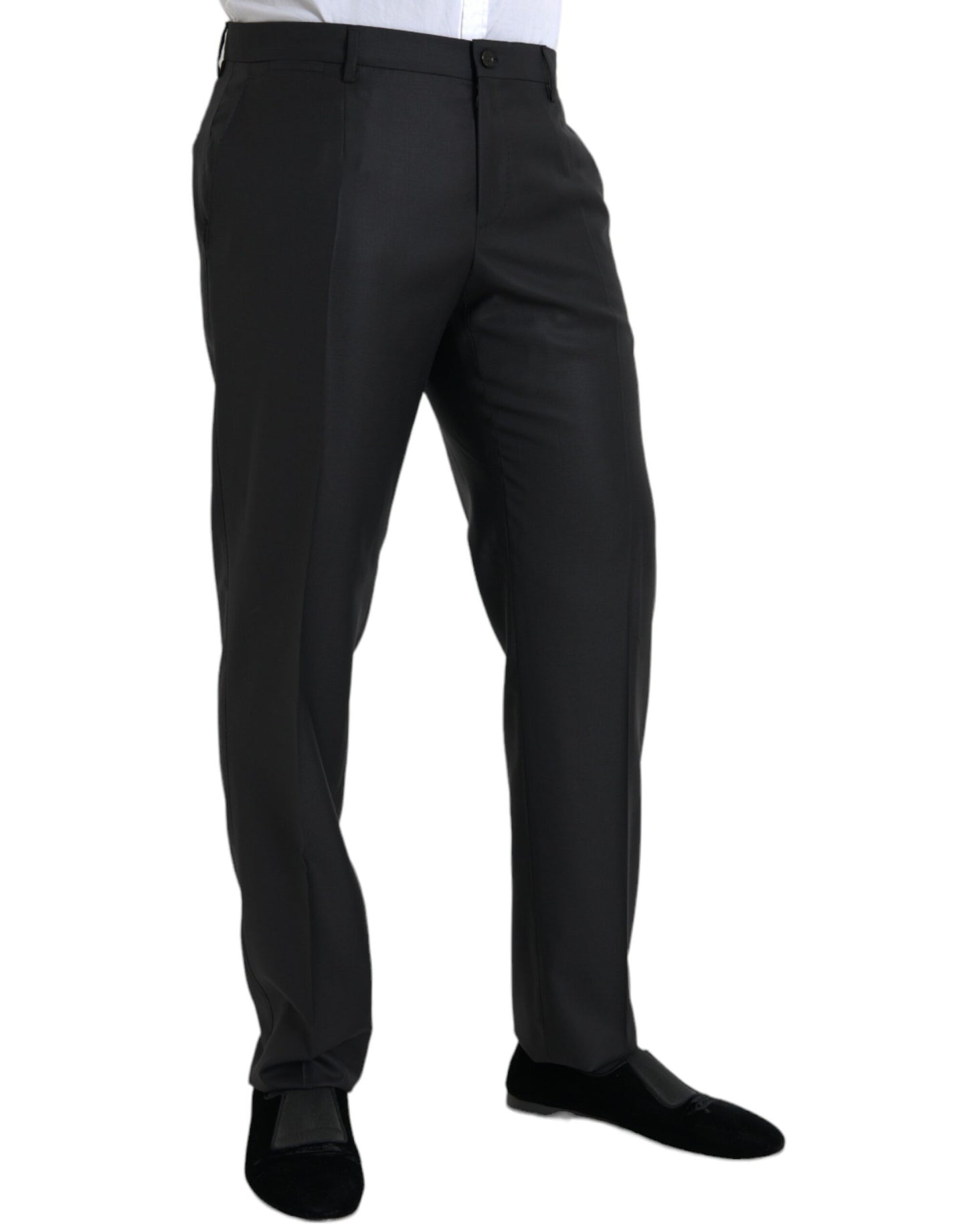 Pantaloni eleganti skinny in lana e seta nera Dolce & Gabbana