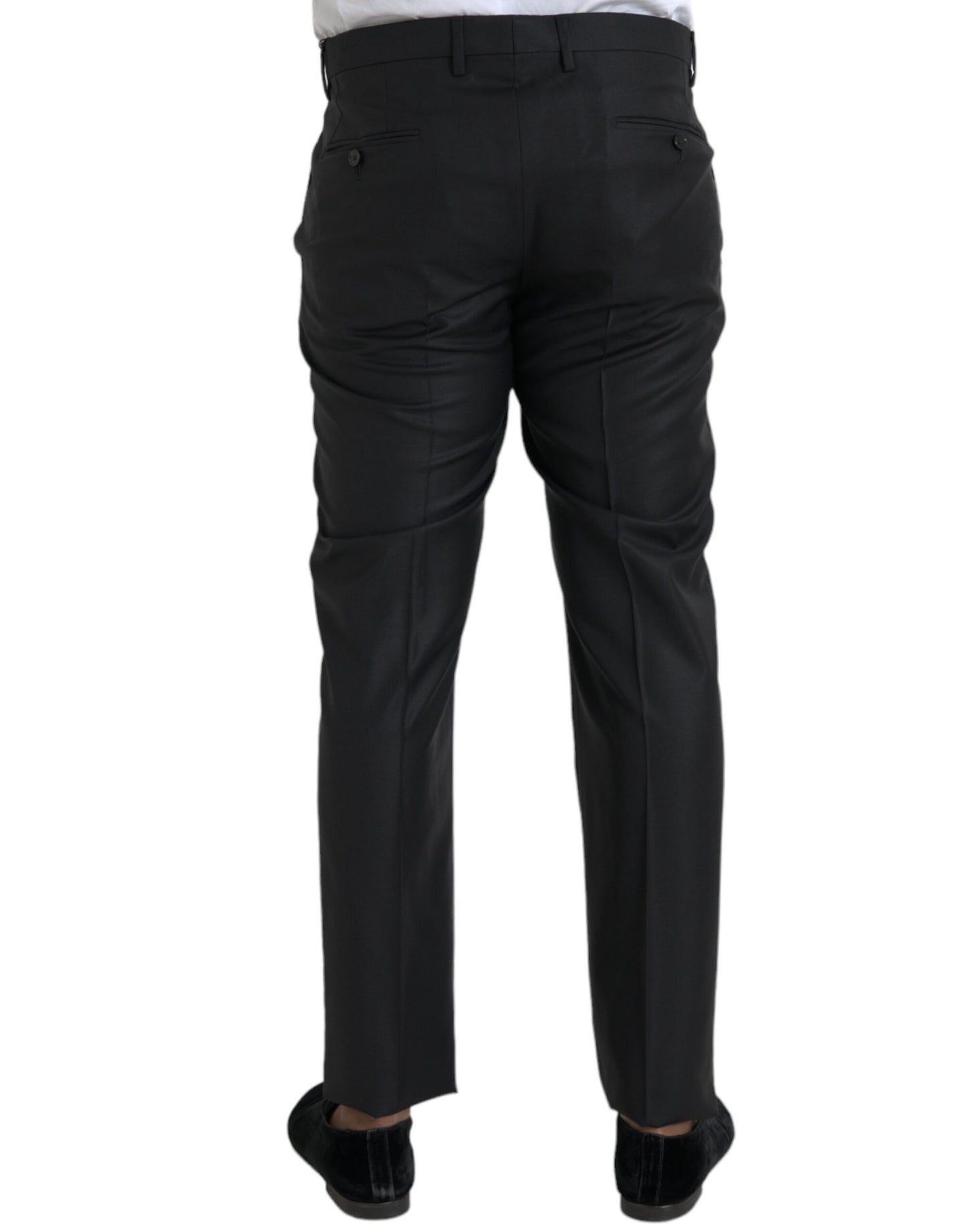 Pantaloni eleganti skinny in lana e seta nera Dolce & Gabbana