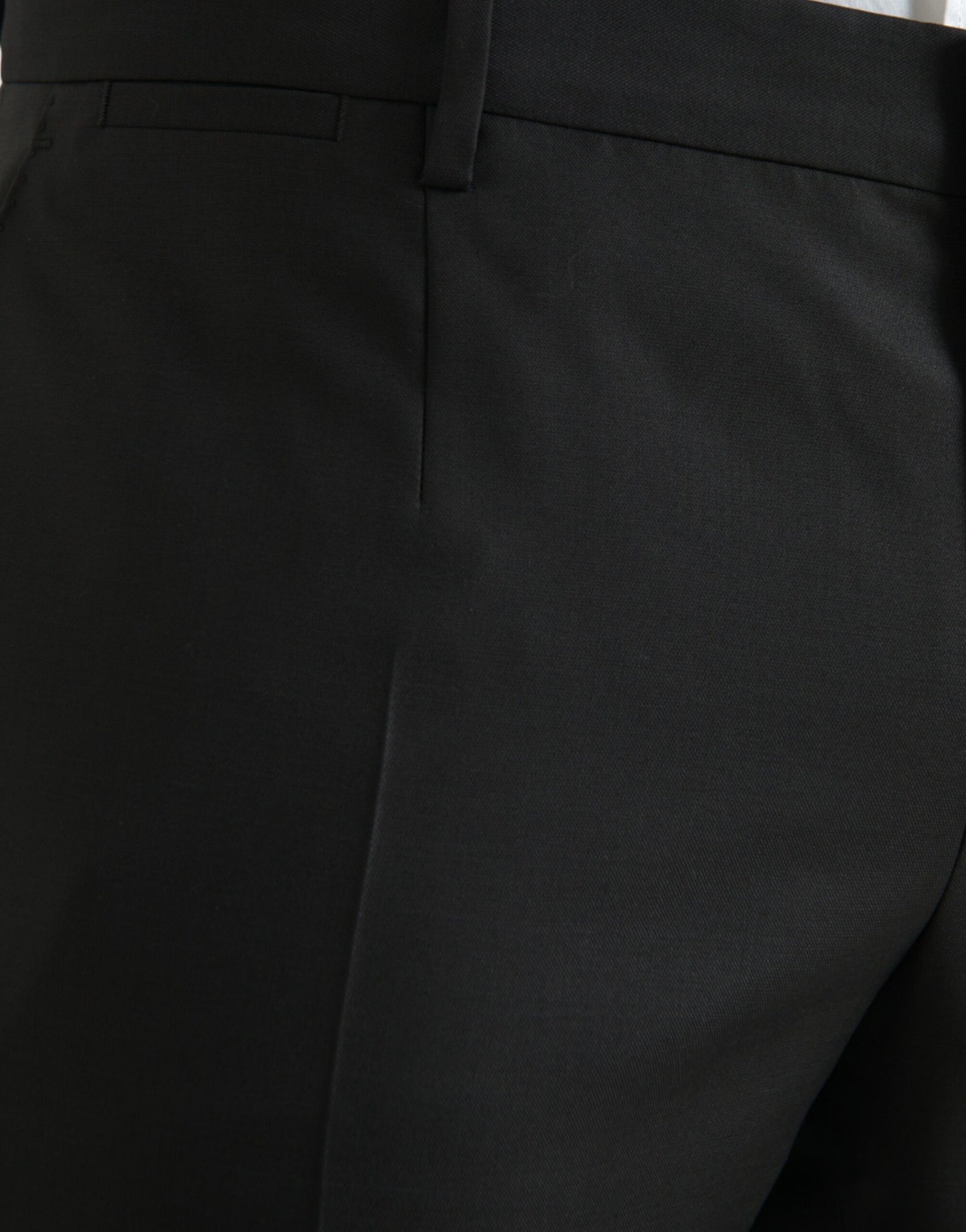 Pantaloni eleganti skinny in lana e seta nera Dolce & Gabbana