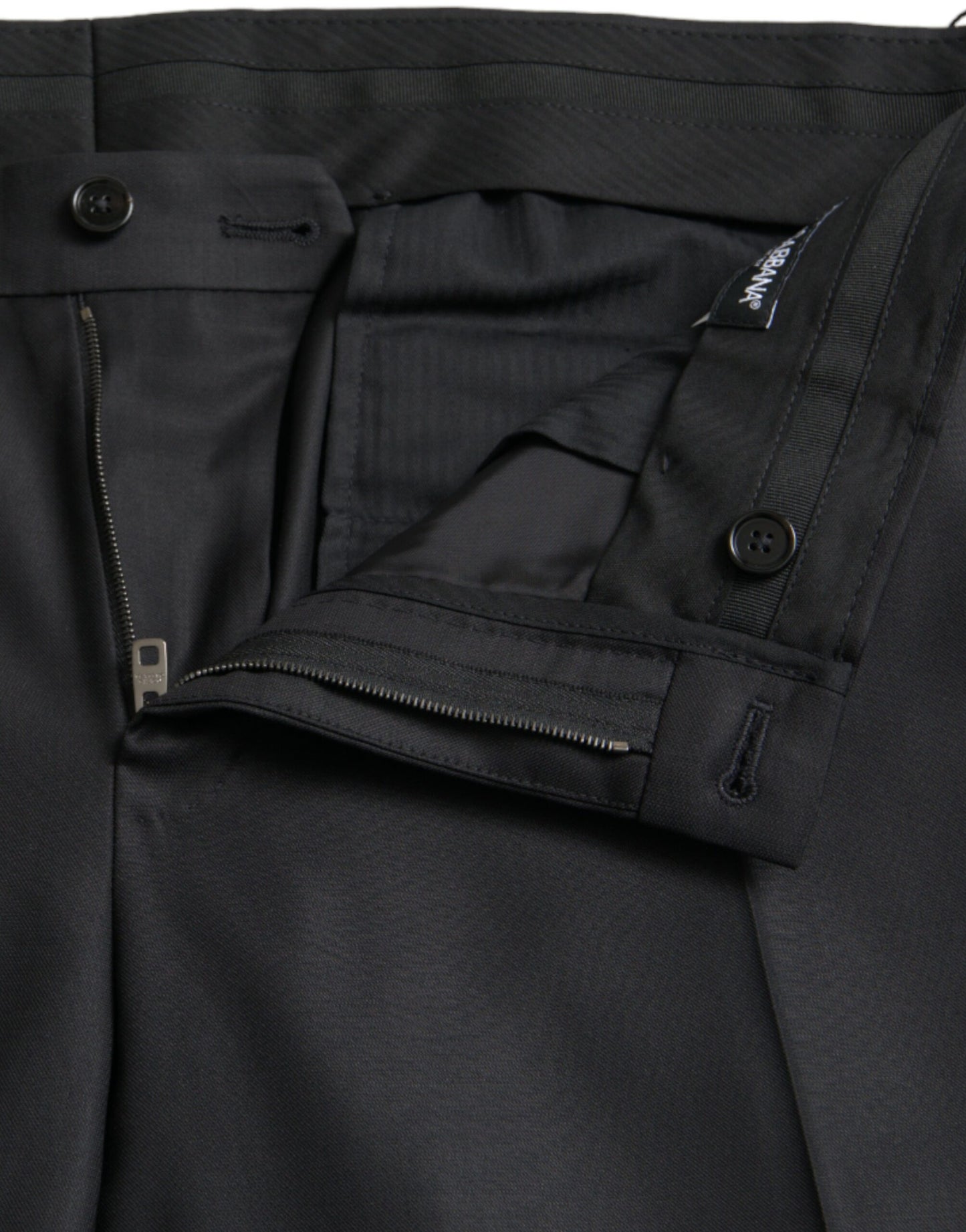 Pantaloni eleganti skinny in lana e seta nera Dolce & Gabbana