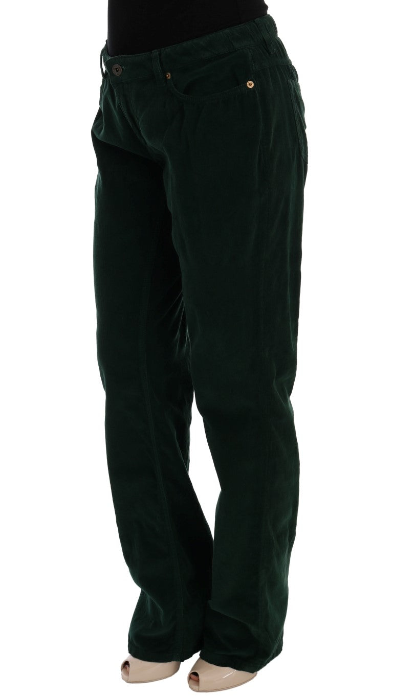 Pantaloni eleganti in misto cotone verde Dolce & Gabbana