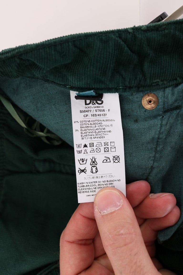 Pantaloni eleganti in misto cotone verde Dolce & Gabbana