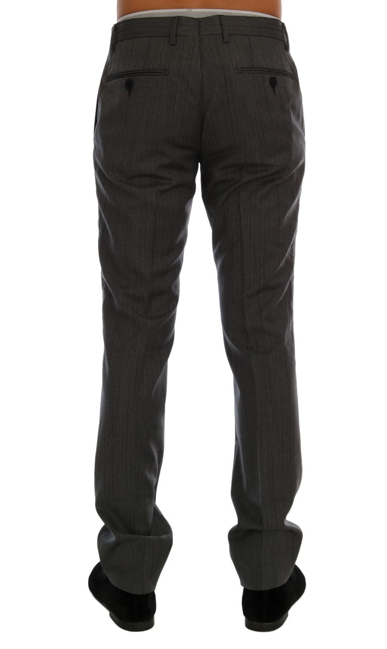 Pantaloni formali eleganti in lana a righe grigie Dolce & Gabbana