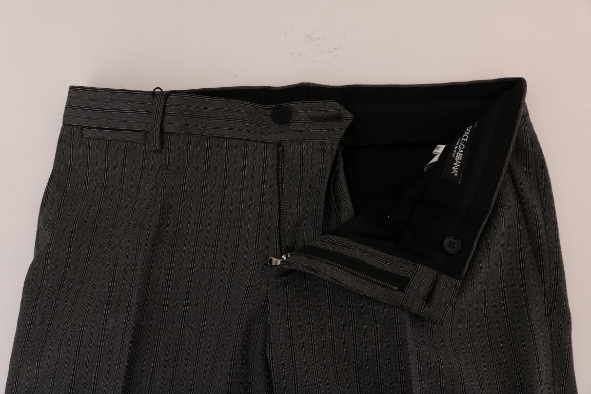 Pantaloni formali eleganti in lana a righe grigie Dolce & Gabbana