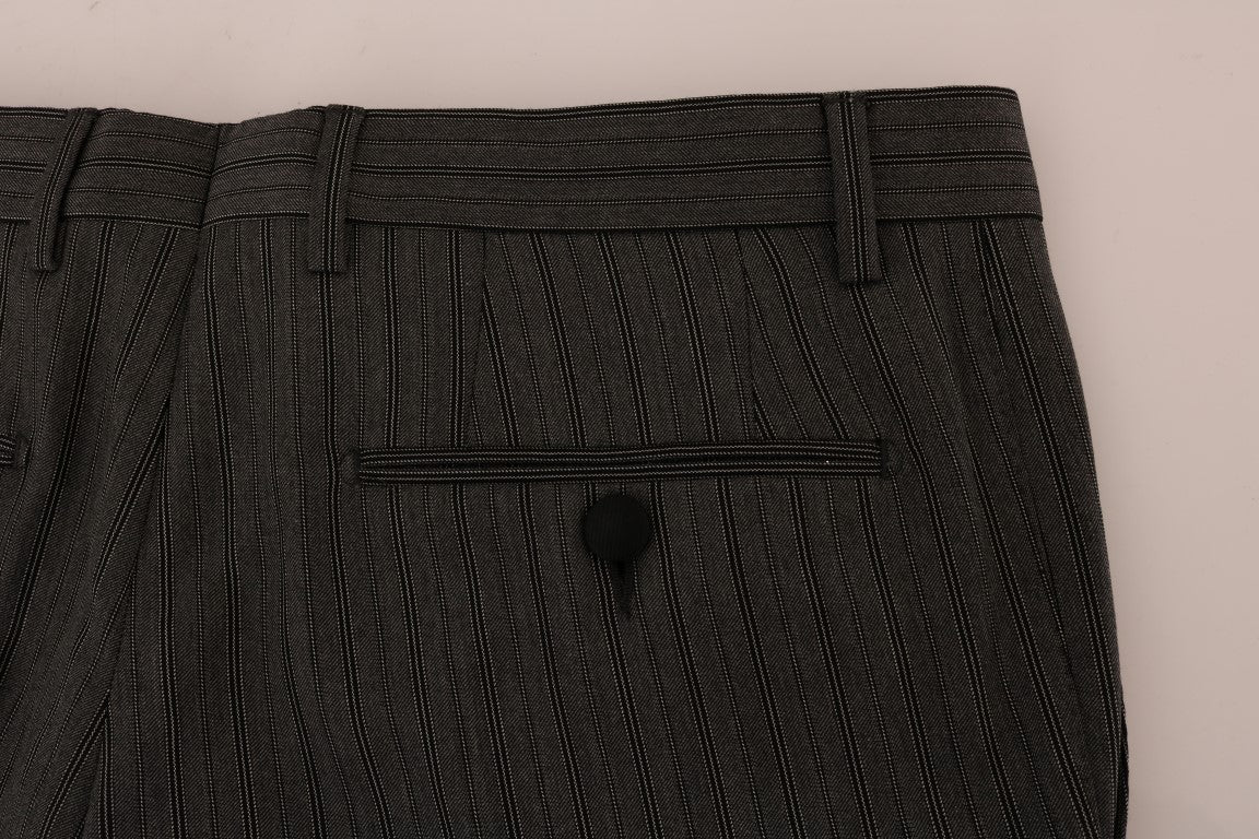 Pantaloni formali eleganti in lana a righe grigie Dolce & Gabbana