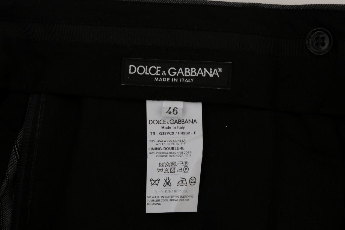 Pantaloni formali eleganti in lana a righe grigie Dolce & Gabbana