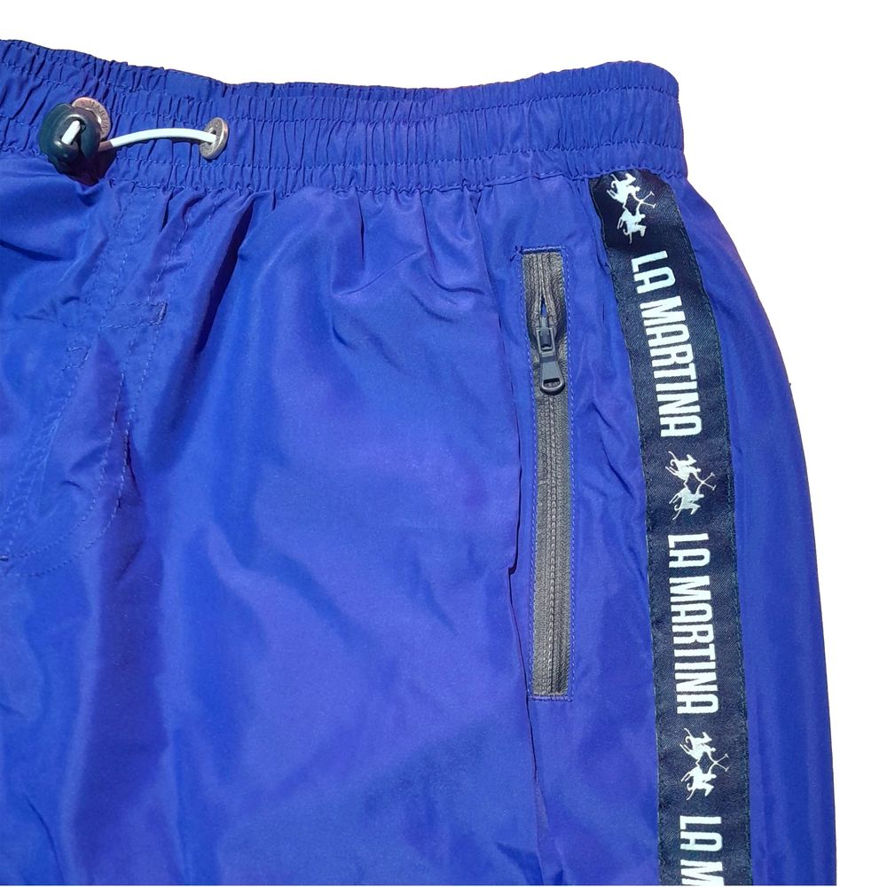 Pantaloncini da bagno da uomo in poliestere blu La Martina