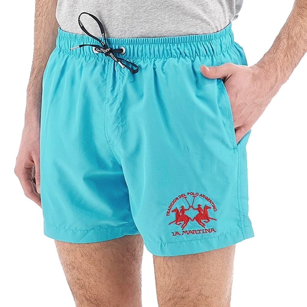 La Martina Light Blue Polyester Men's Swim Trunk