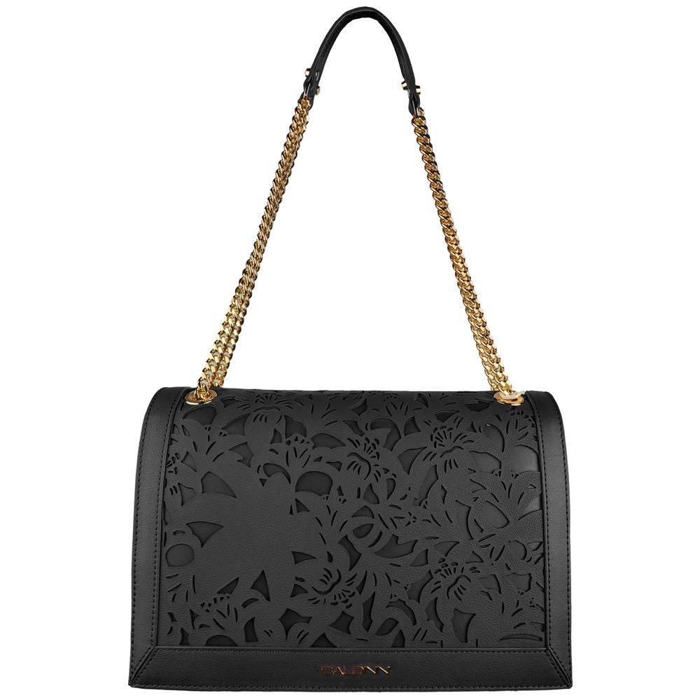 Borsa a tracolla da donna Baldinini Trend in pelle di vitello nera