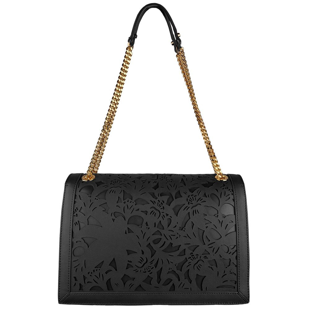 Borsa a tracolla da donna Baldinini Trend in pelle di vitello nera