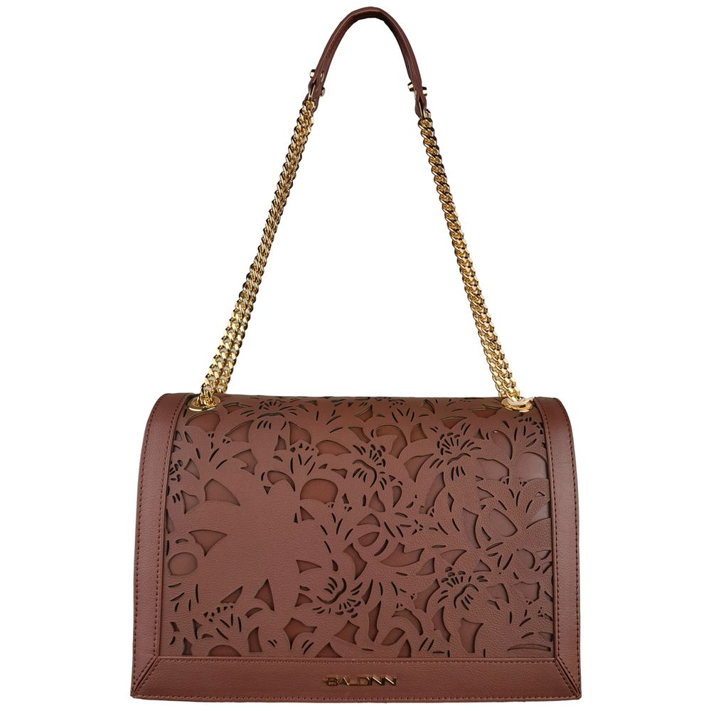 Borsa a tracolla da donna Baldinini Trend in pelle di vitello marrone