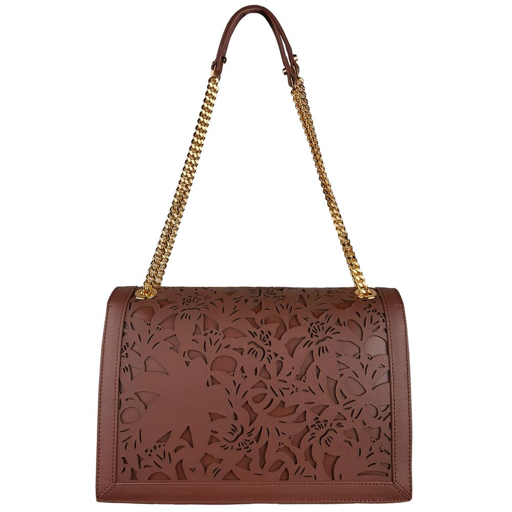Borsa a tracolla da donna Baldinini Trend in pelle di vitello marrone