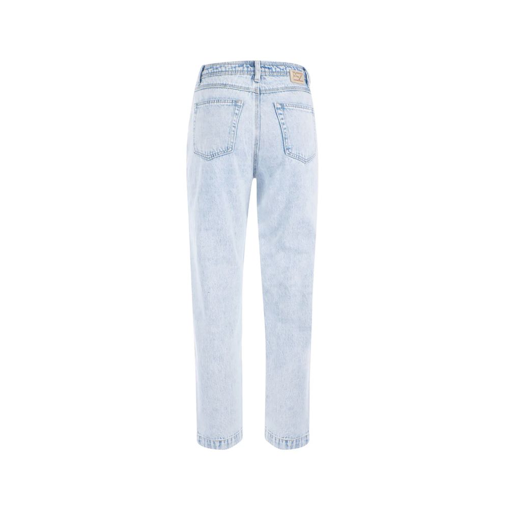 Sì Zee Jeans a vita alta in cotone azzurro chiaro da donna
